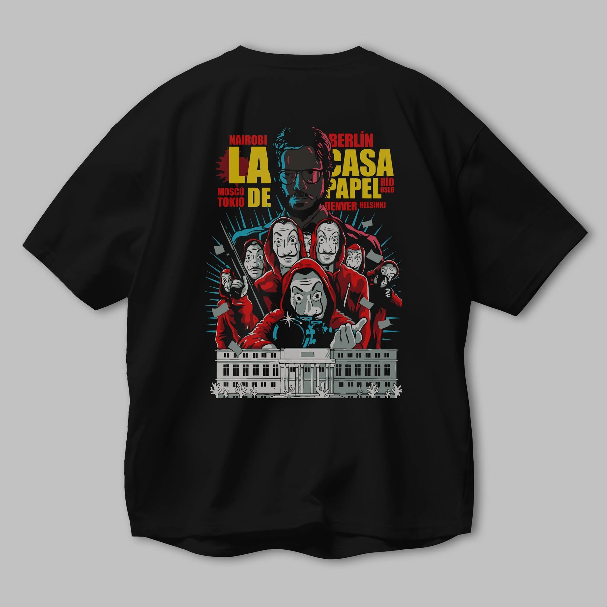 La Casa De Papel (6) Arka Baskılı Oversize t-shirt Erkek Kadın Unisex %100 Pamuk Bisiklet Yaka tişort