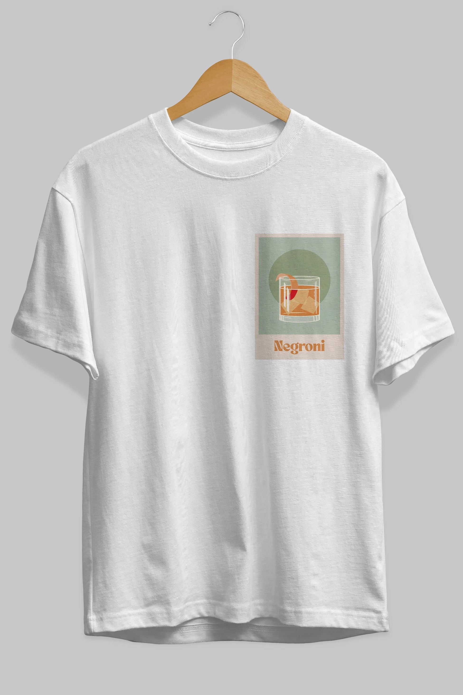 Negroni 5 Ön Sol Baskılı Oversize t-shirt Erkek Kadın Unisex %100 Pamuk Bisiklet Yaka tişort