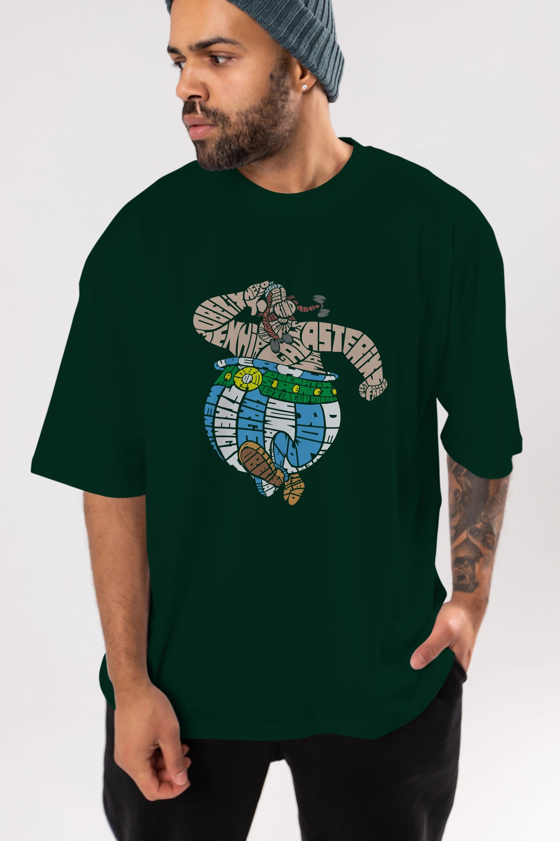 Obelix Ön Baskılı Oversize t-shirt %100 pamuk Erkek Kadın Unisex
