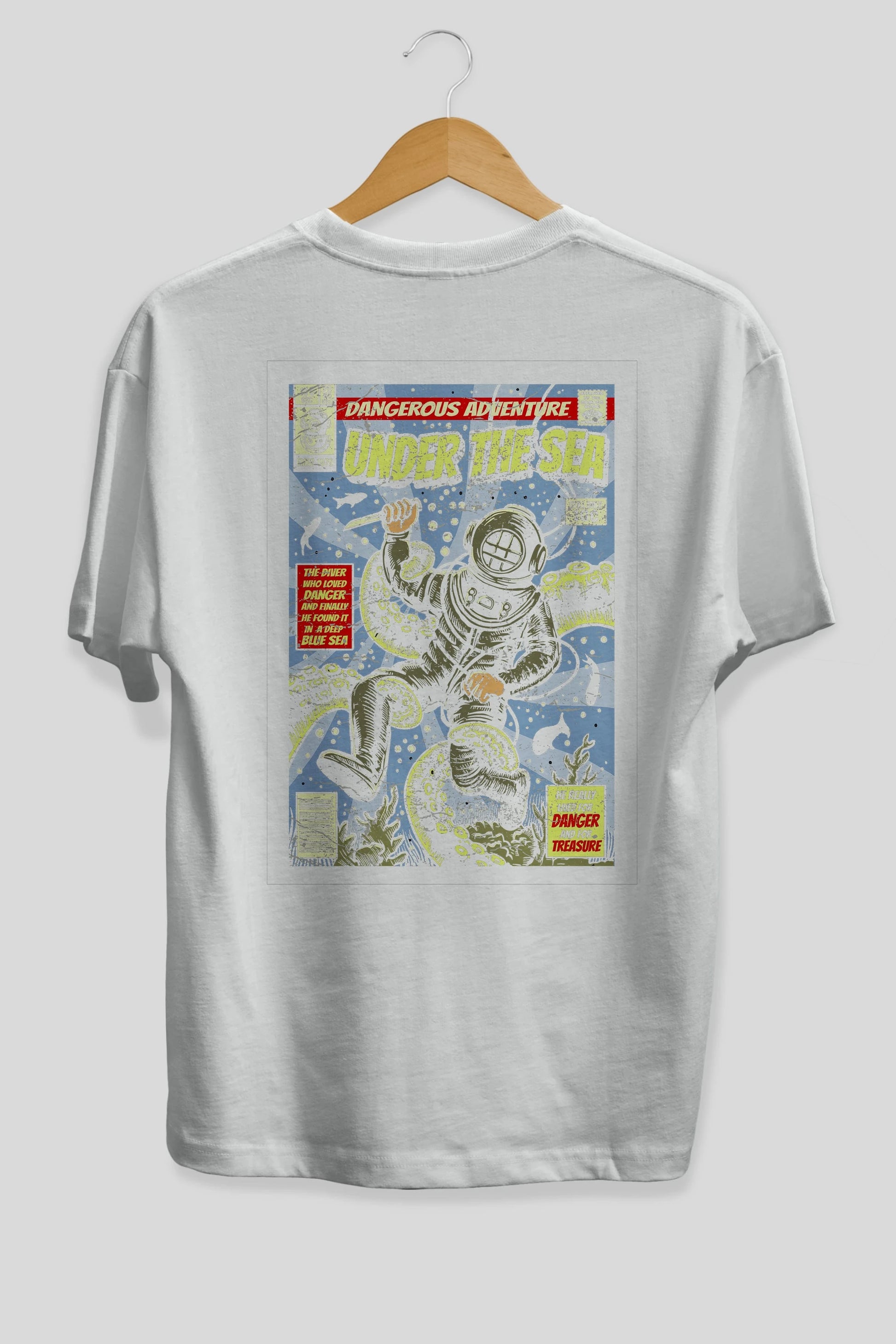 Under The Sea Arka Baskılı Oversize t-shirt Erkek Kadın Unisex %100 Pamuk