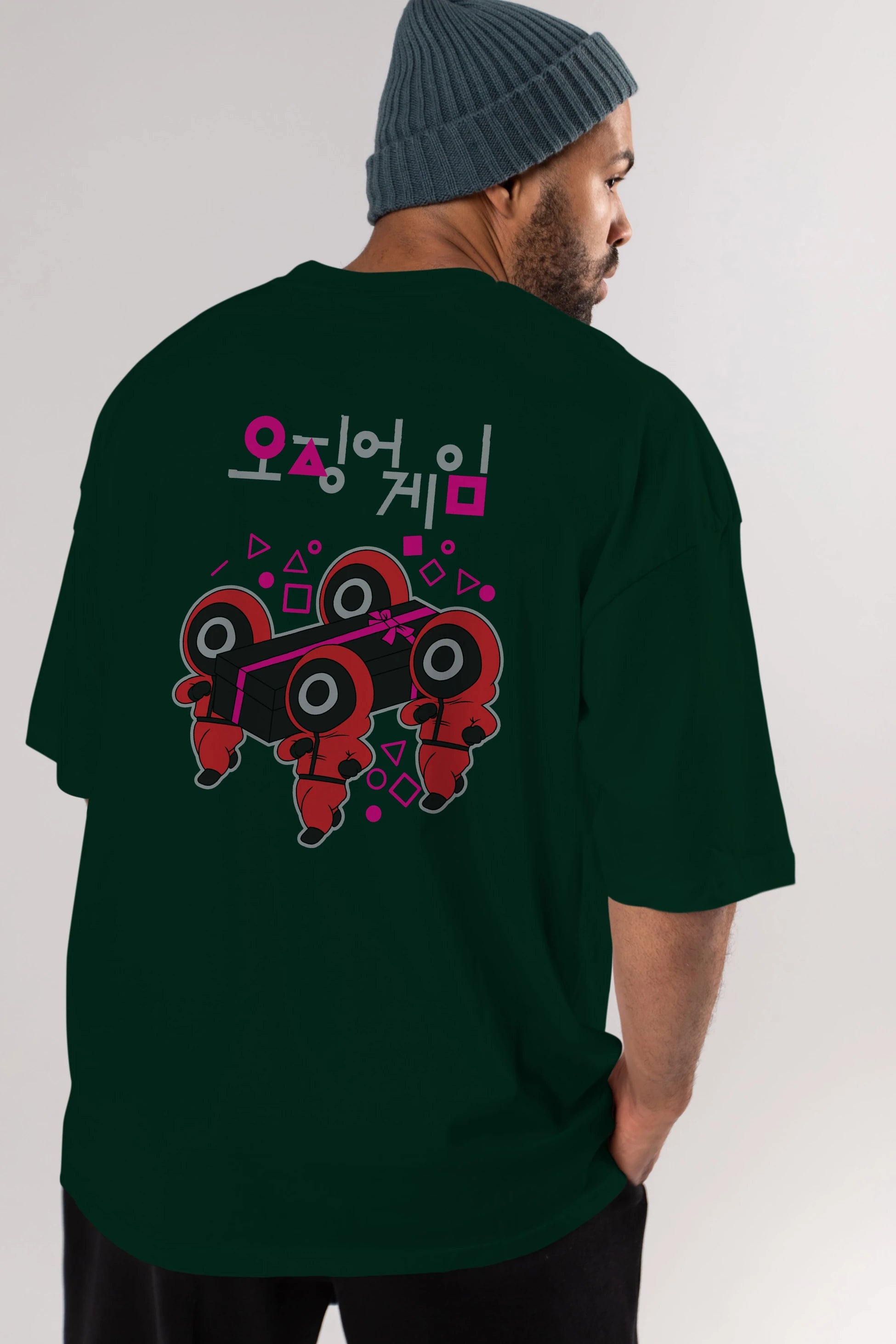 Squid Game (6) Arka Baskılı Oversize t-shirt Erkek Kadın Unisex %100 Pamuk Bisiklet Yaka tişort
