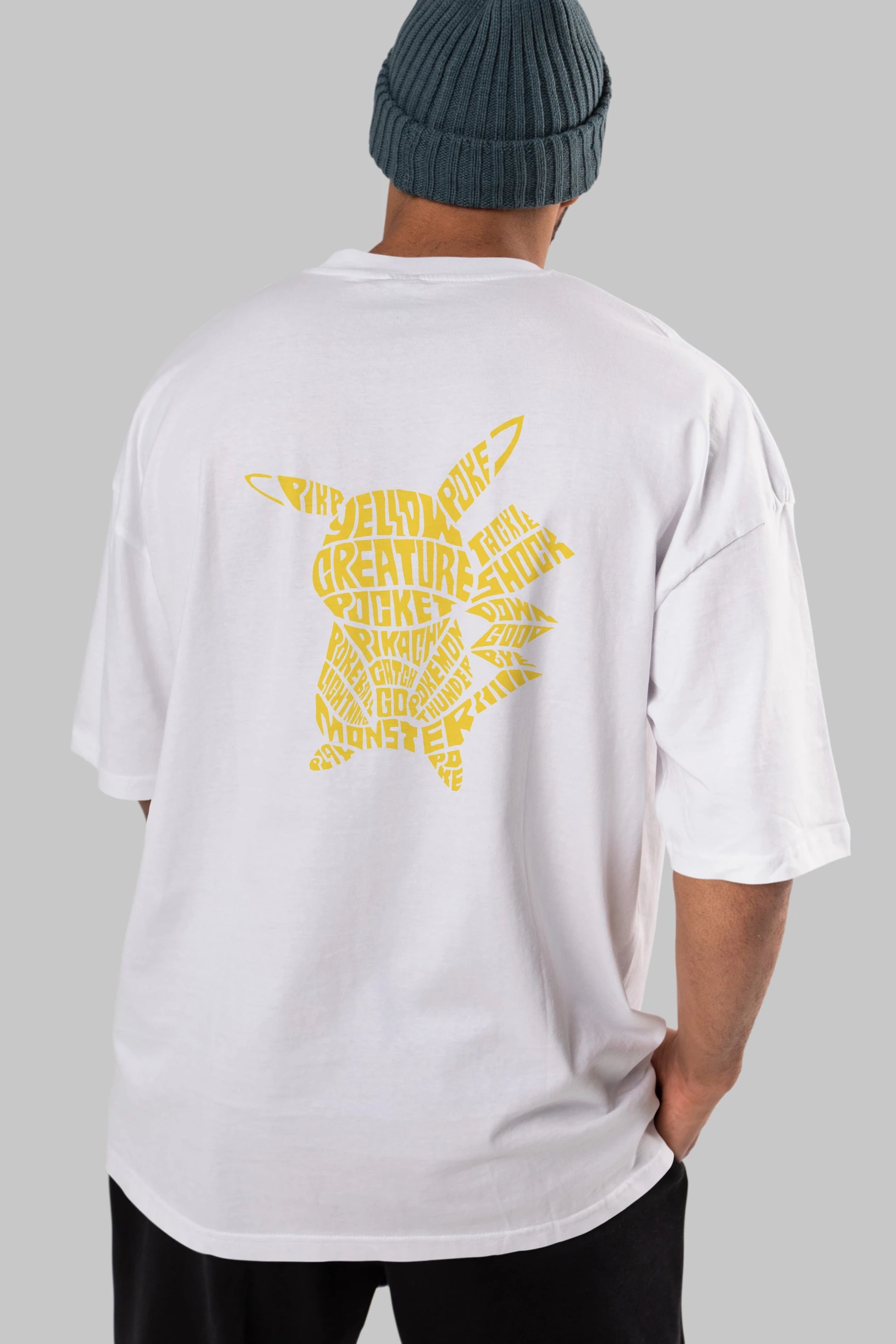 Pocket Monster Arka Baskılı Oversize t-shirt %100 pamuk Erkek Kadın Unisex