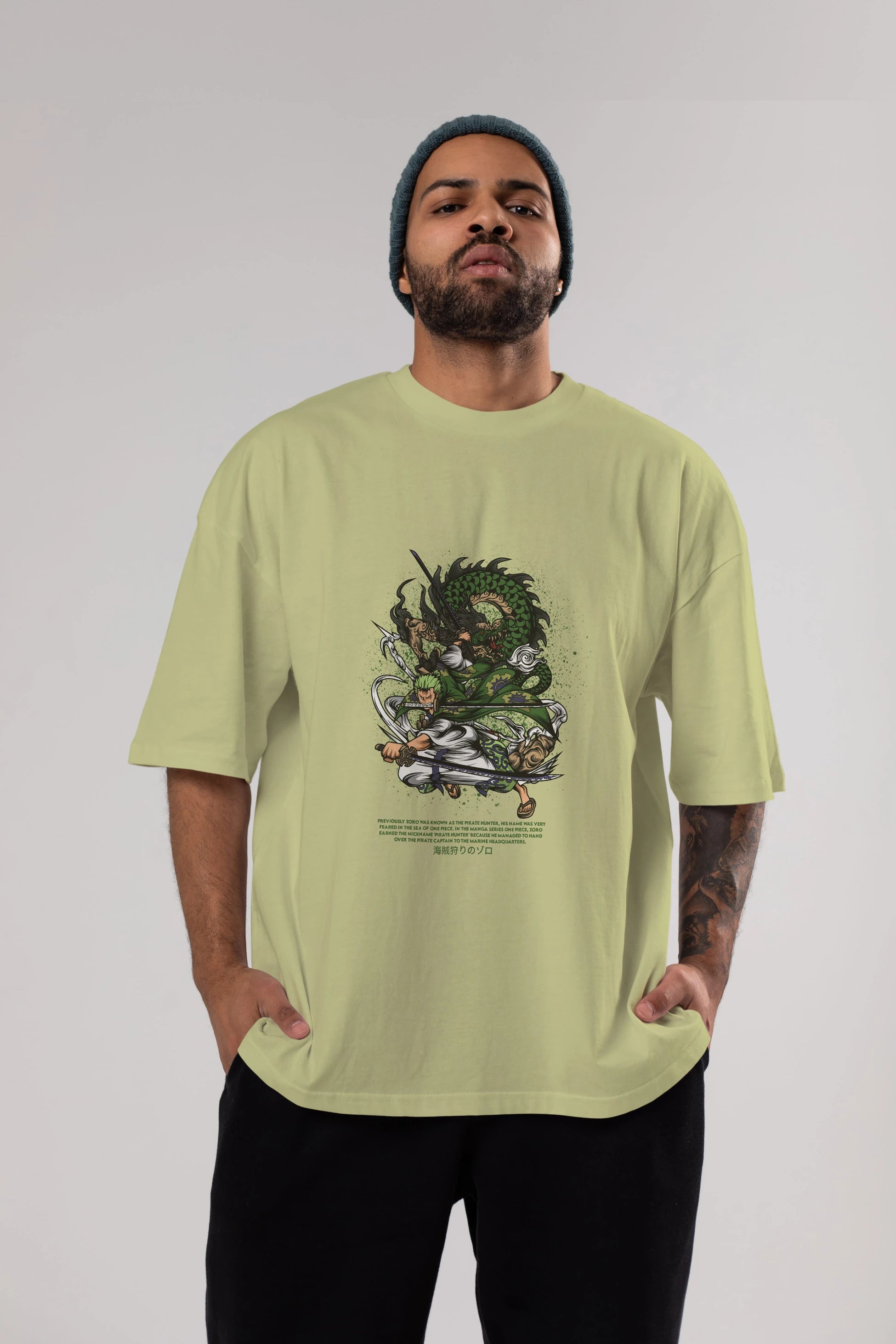 Zoro Anime Ön Baskılı Oversize t-shirt %100 pamuk Erkek Kadın Unisex
