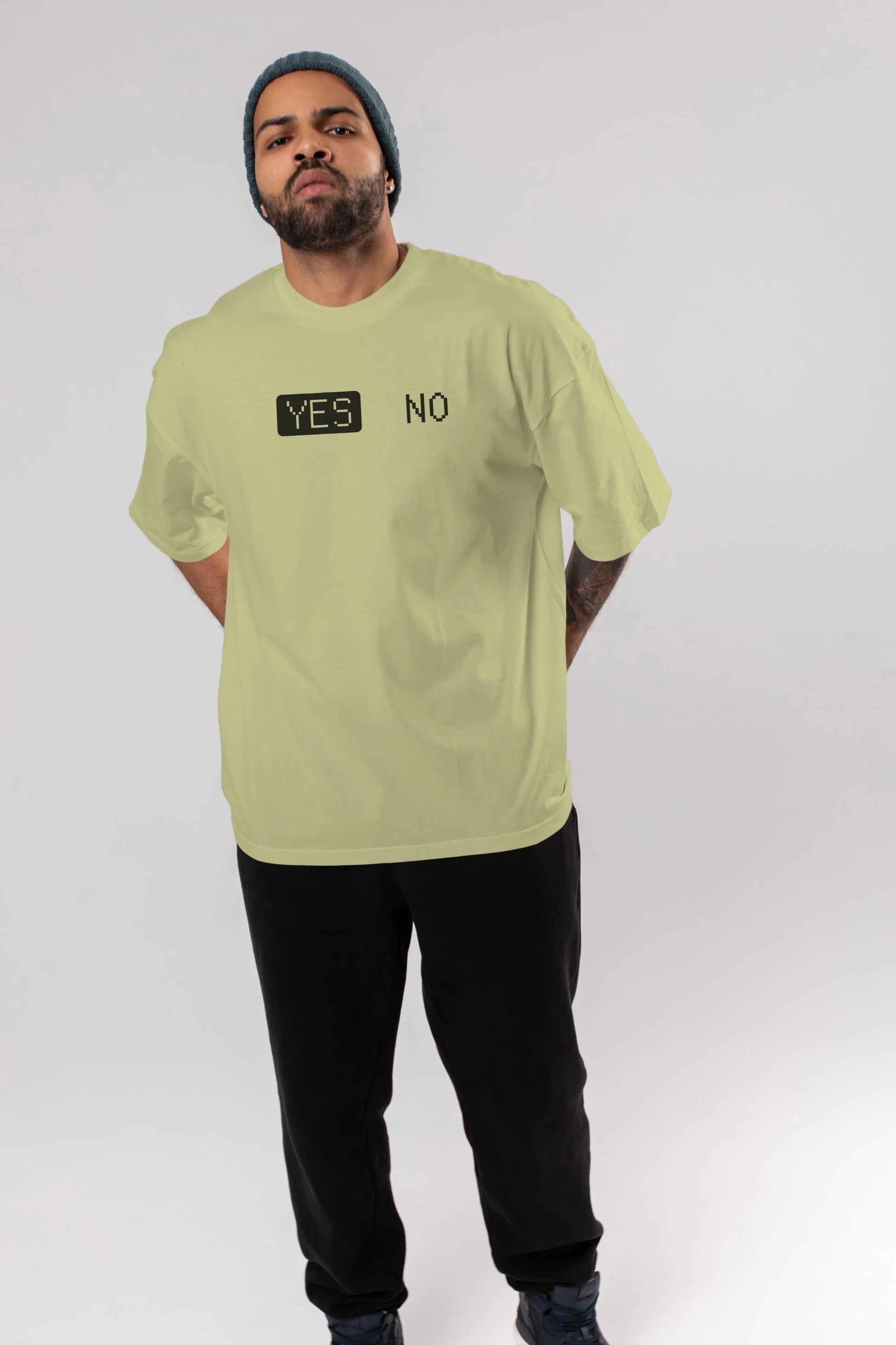 Yes No Ön Baskılı Oversize t-shirt %100 pamuk Erkek Kadın Unisex