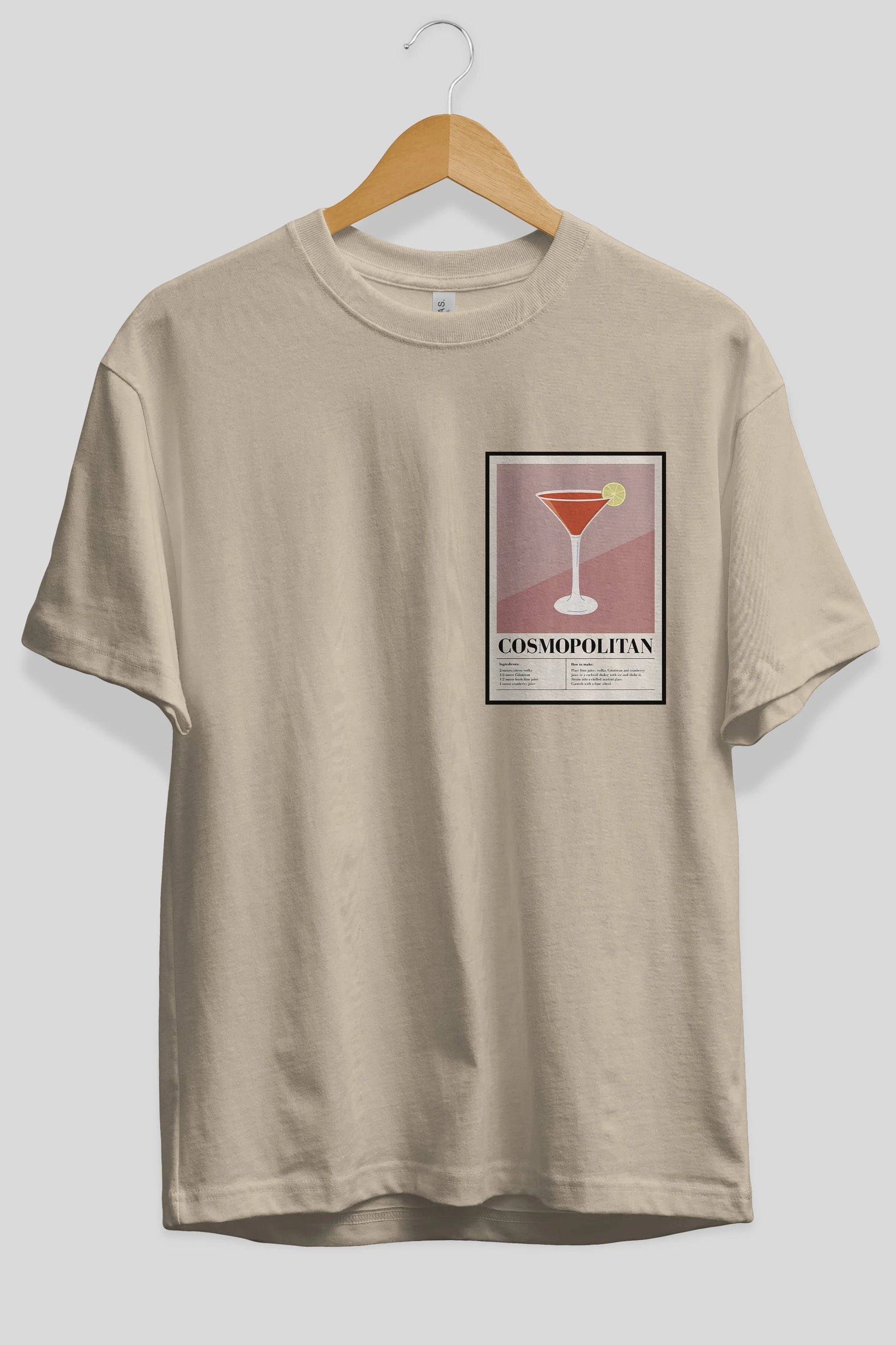 Cosmopolitan 3 Ön Sol Baskılı Oversize t-shirt Erkek Kadın Unisex %100 Pamuk Bisiklet Yaka tişort