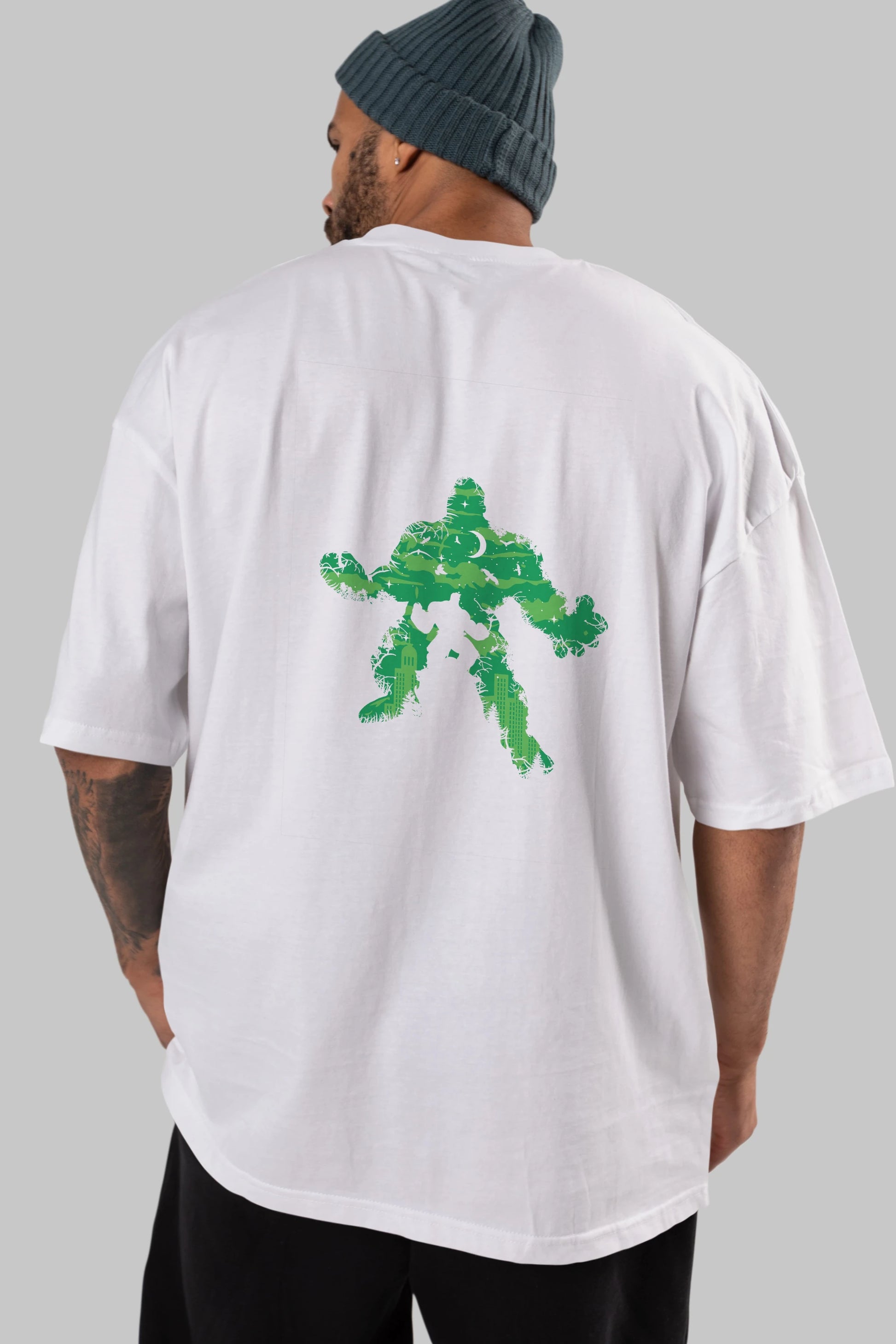 Green Monster Arka Baskılı Oversize t-shirt %100 pamuk Erkek Kadın Unisex