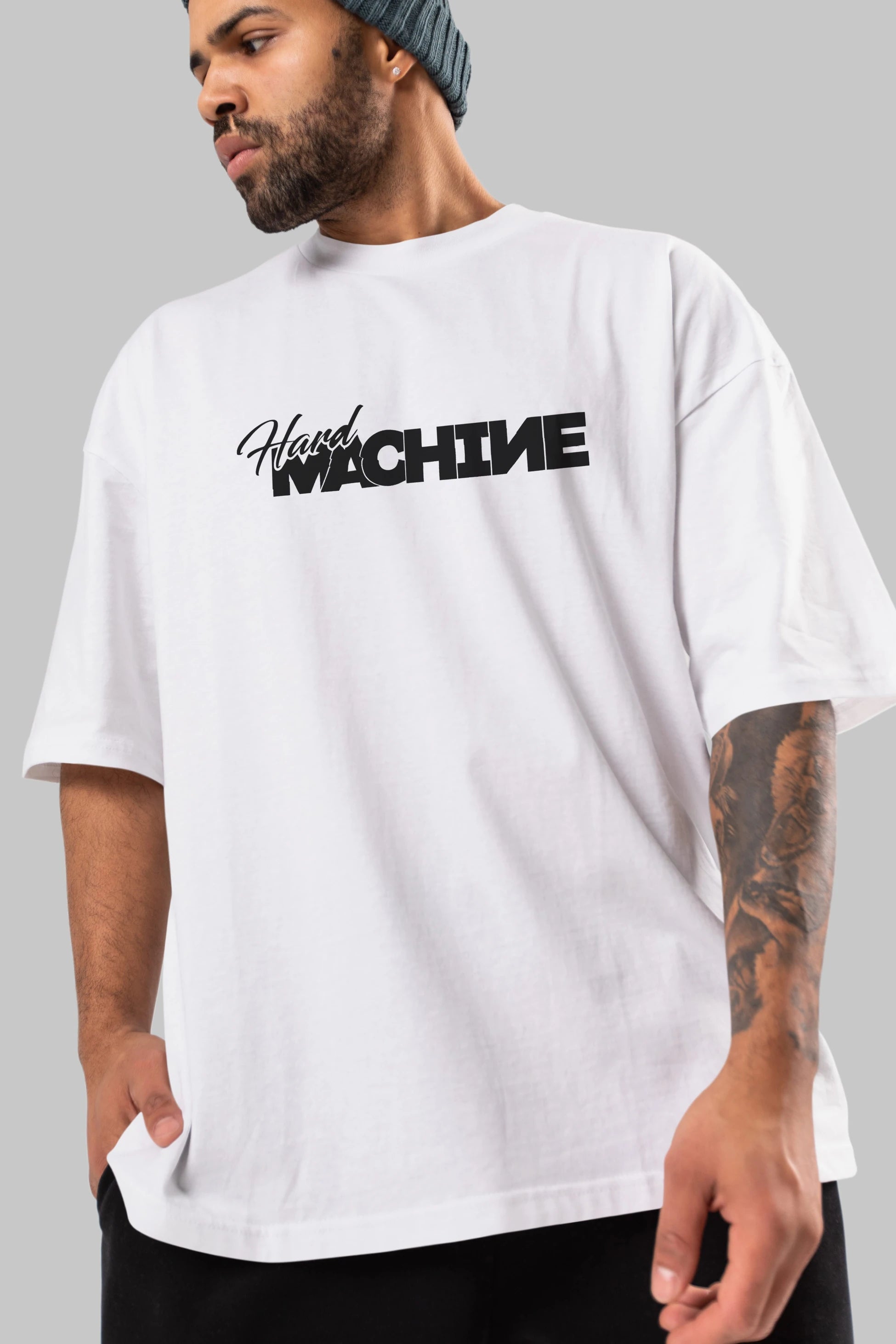 Hard Machine Ön Baskılı Oversize t-shirt %100 pamuk Erkek Kadın Unisex