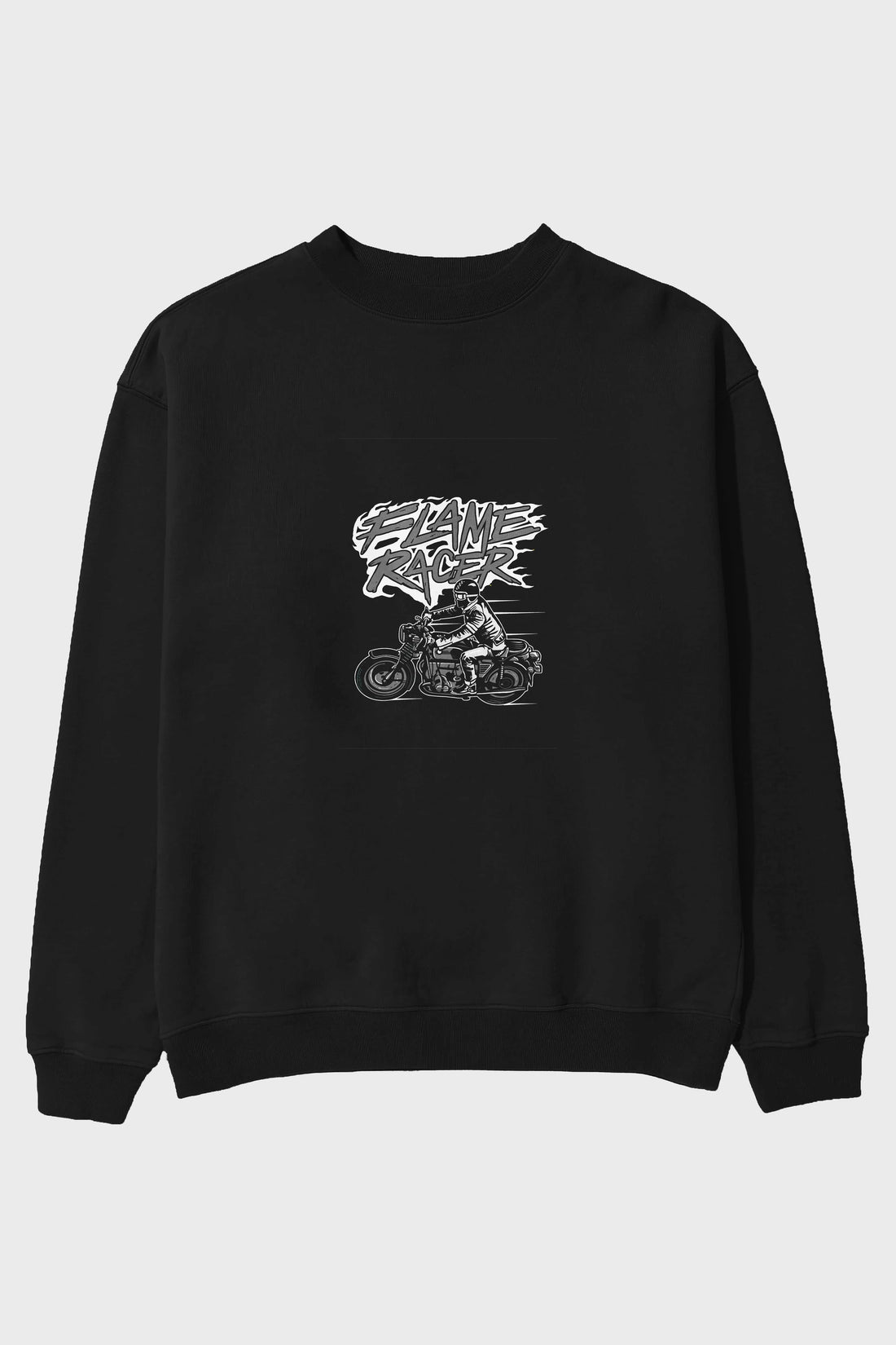 Flame Racer Ön Baskılı Oversize Sweatshirt Erkek Kadın Unisex