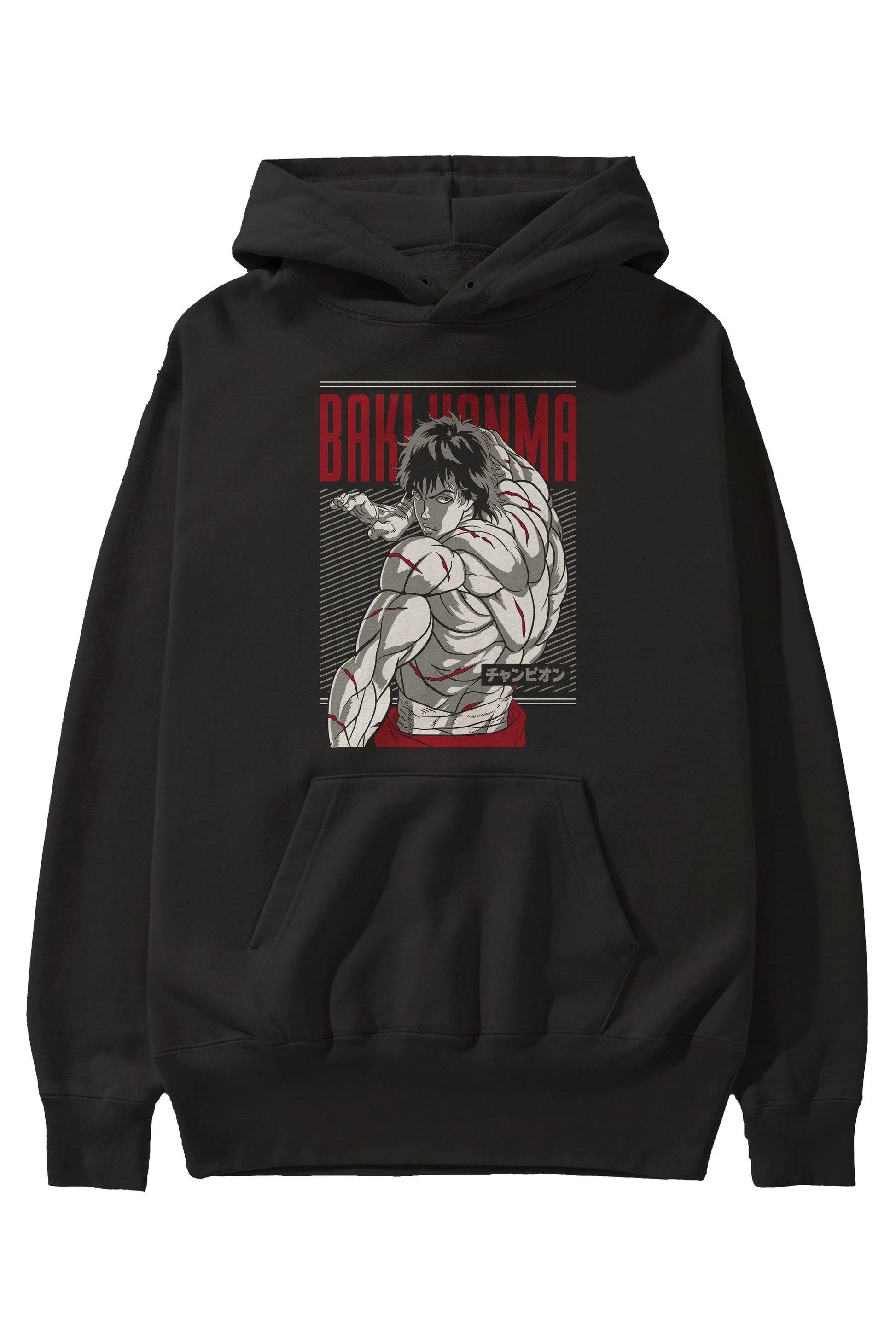 BAKI HANMA Anime Ön Baskılı Hoodie Oversize Kapüşonlu Sweatshirt Erkek Kadın Unisex