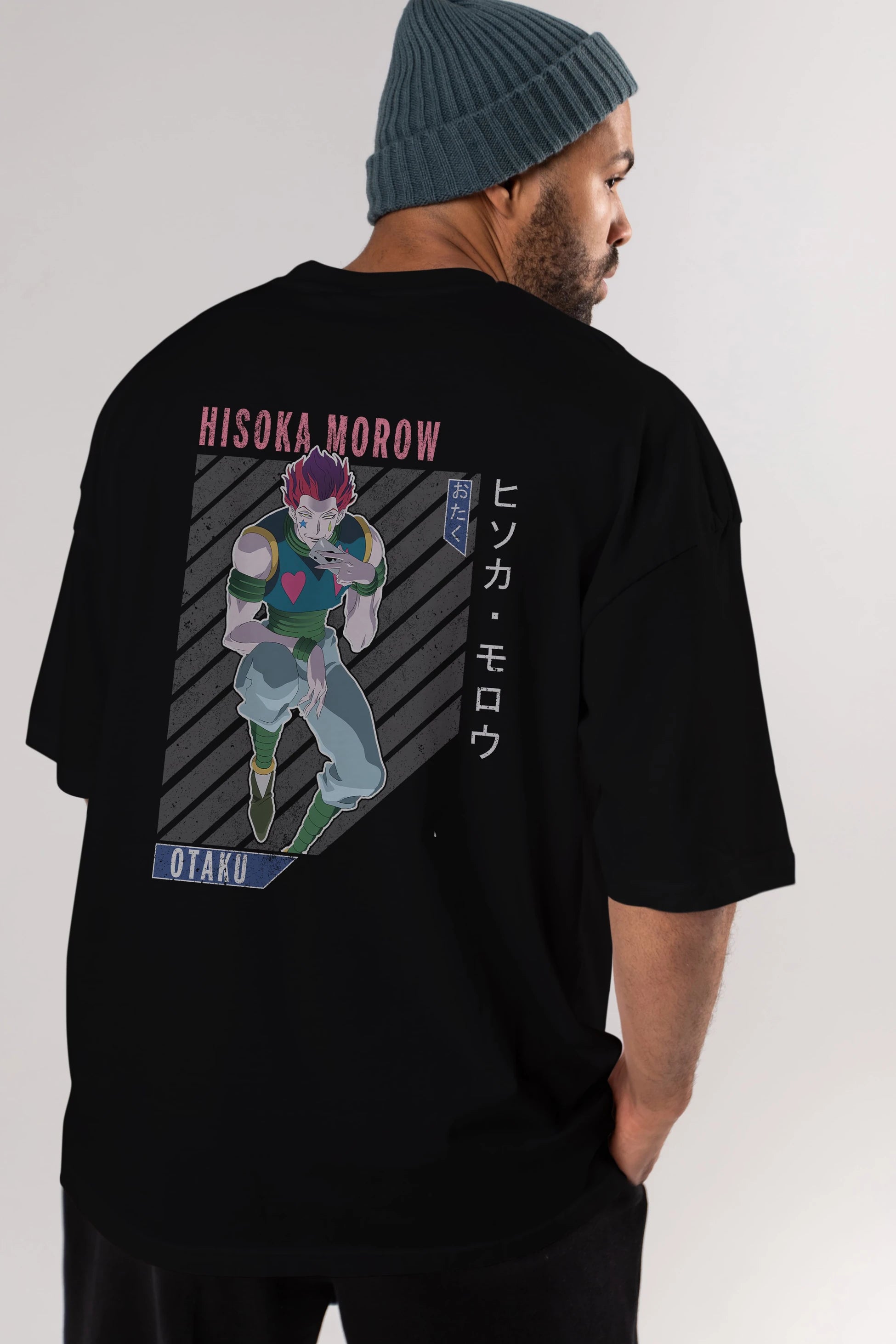 Hisoka Morow 2 2 Anime Arka Baskılı Oversize t-shirt Erkek Kadın Unisex
