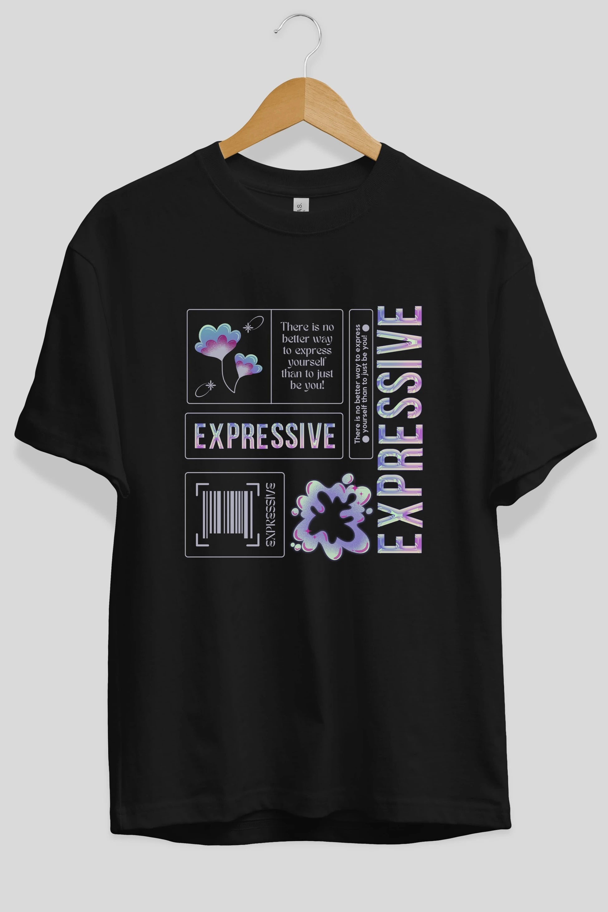 Expressive Streetwear Ön Baskılı Oversize t-shirt Erkek Kadın Unisex