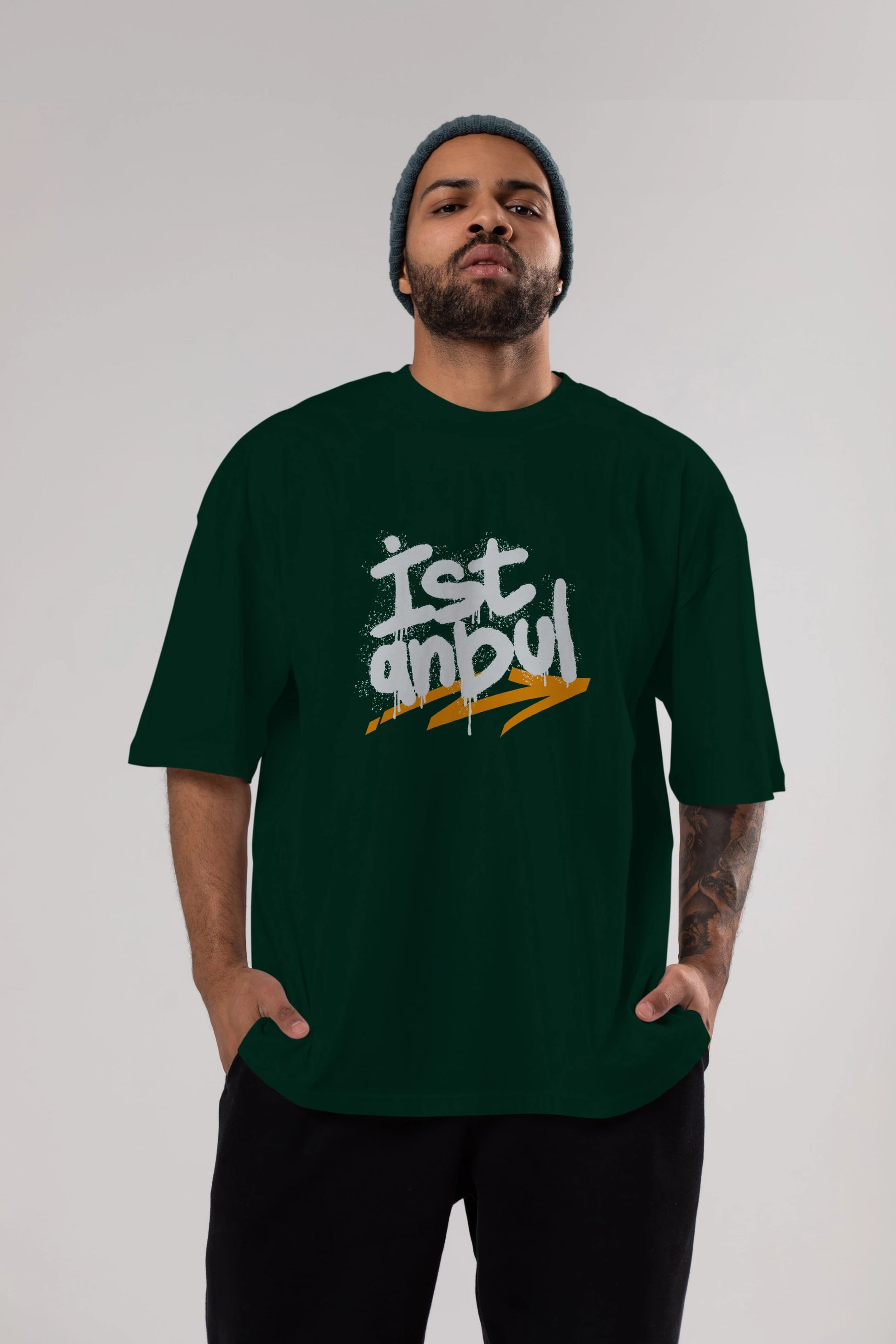 istanbul Yazılı Ön Baskılı Oversize t-shirt Erkek Kadın Unisex