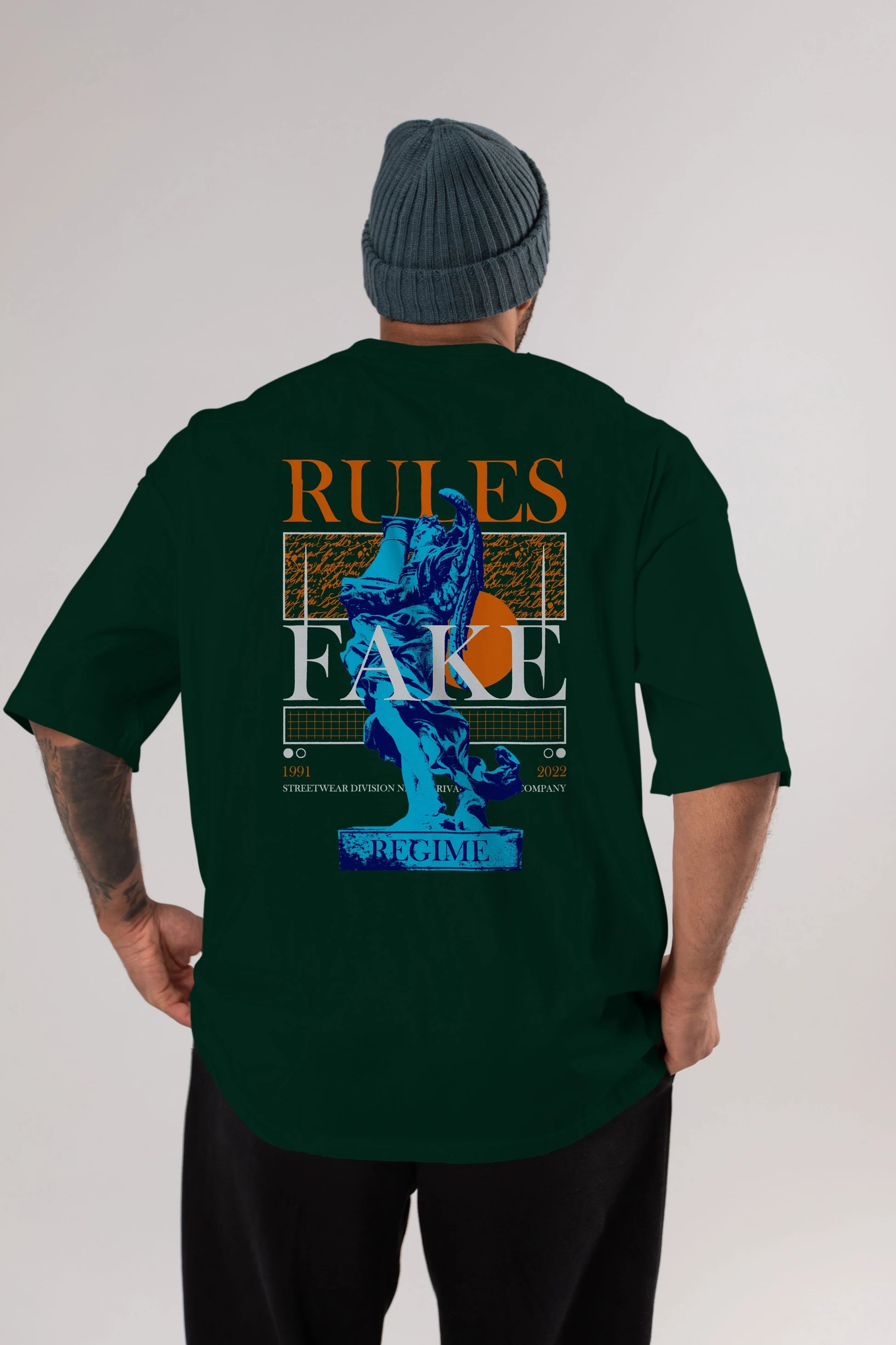 Rules Fake Arka Baskılı Oversize t-shirt Erkek Kadın Unisex