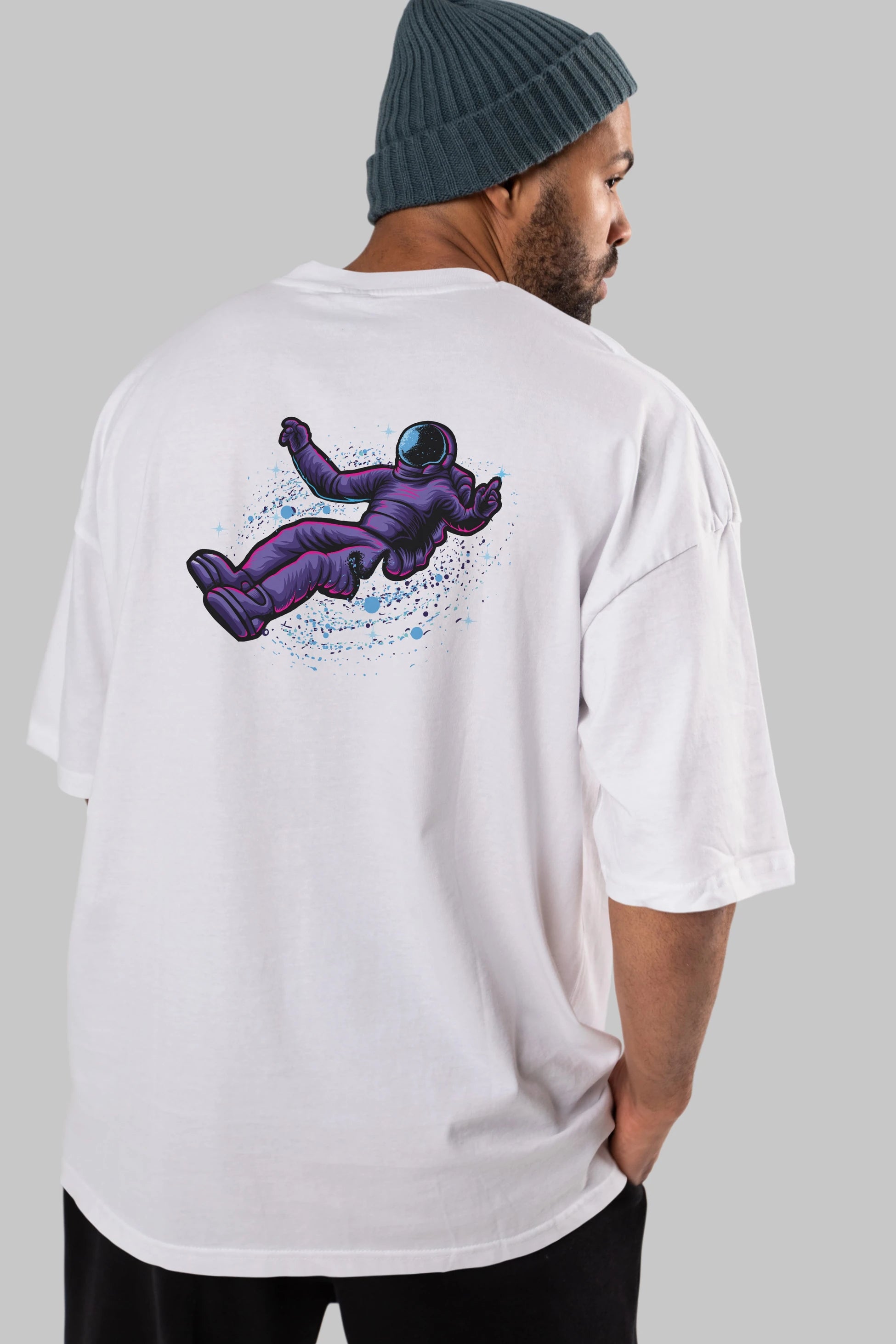 Having fun in outer space Arka Baskılı Oversize t-shirt Erkek Kadın Unisex