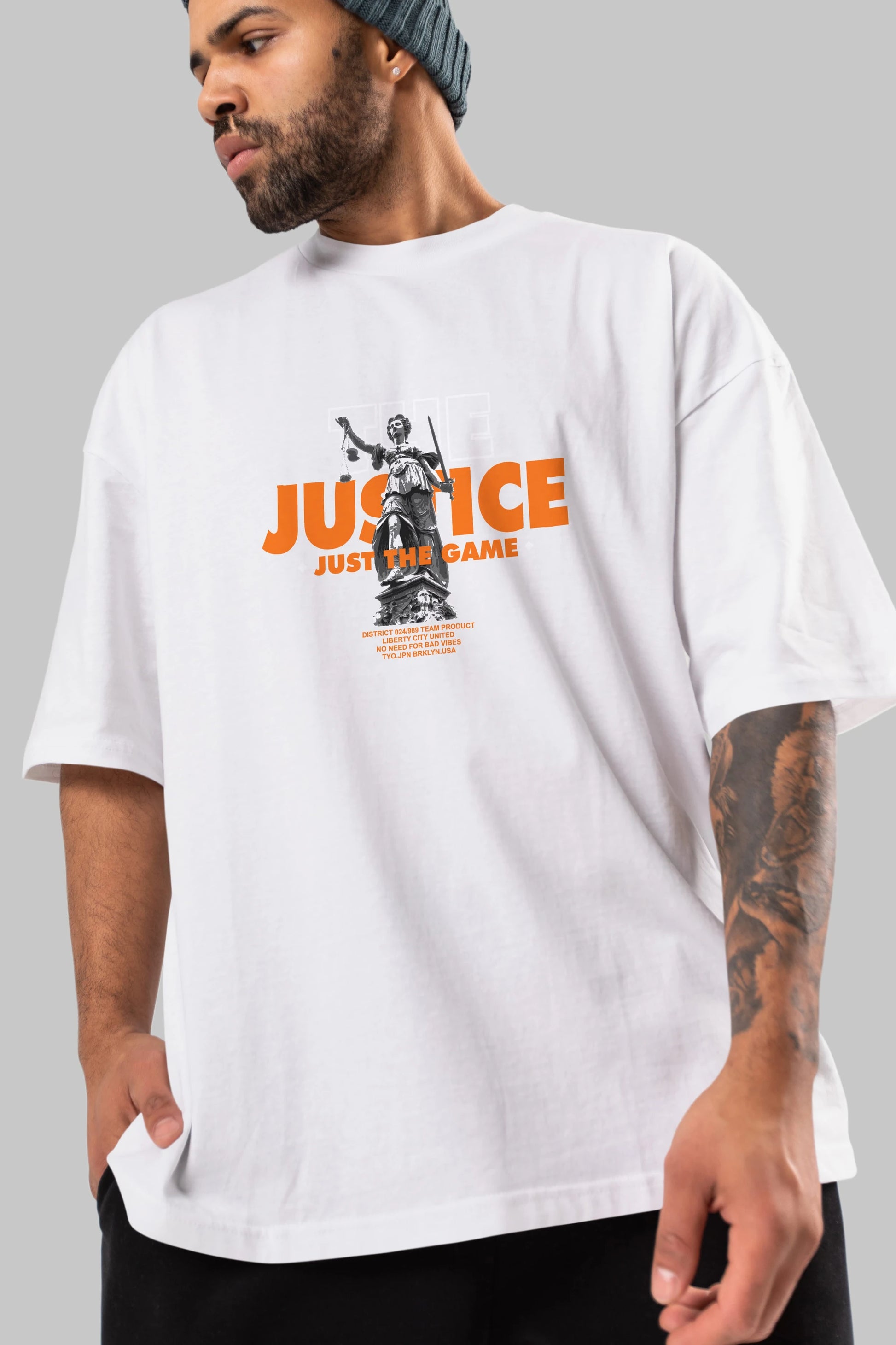The Justice Ön Baskılı Oversize t-shirt Erkek Kadın Unisex