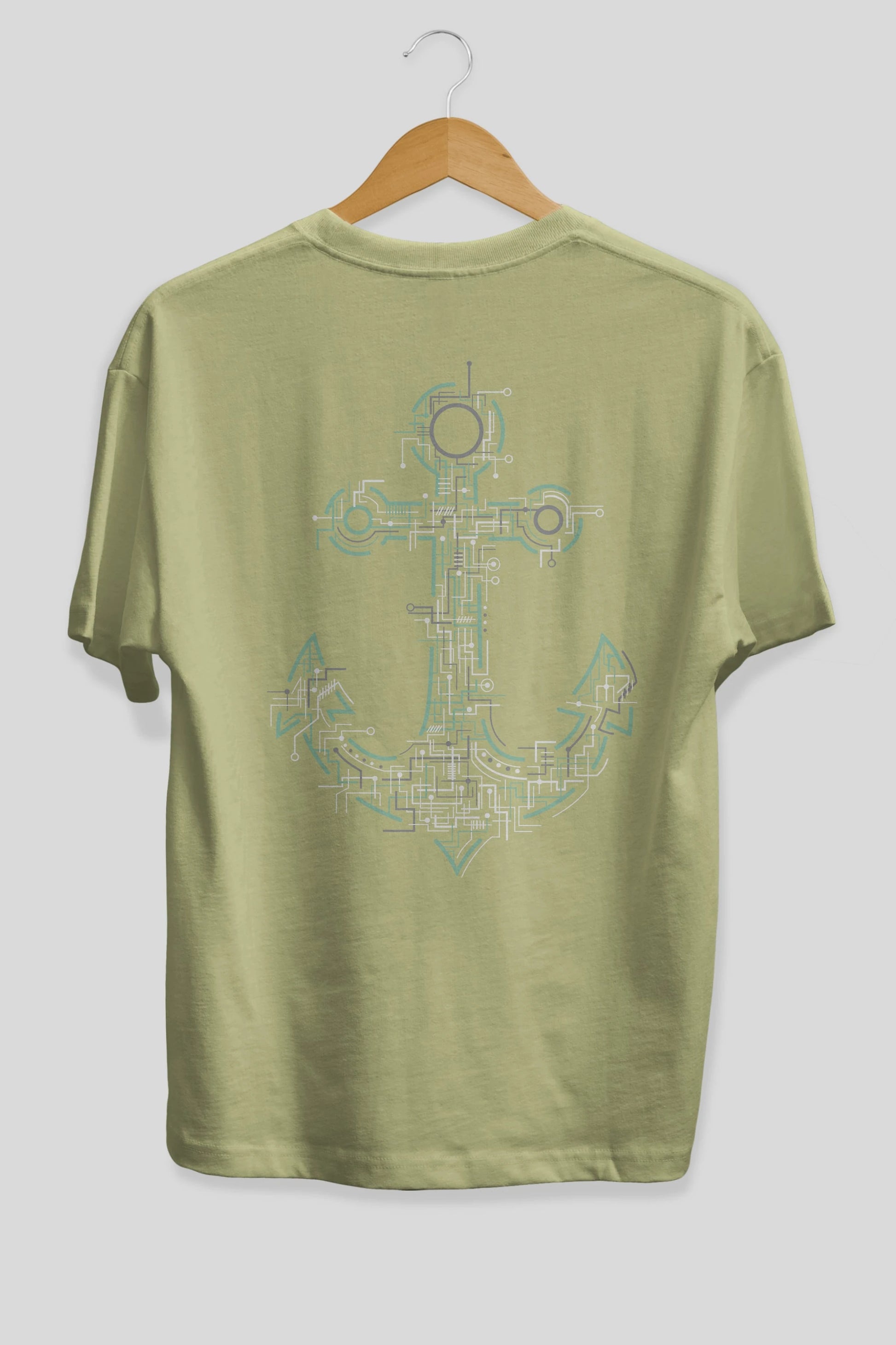 Electric Anchor Arka Baskılı Oversize t-shirt %100 pamuk Erkek Kadın Unisex
