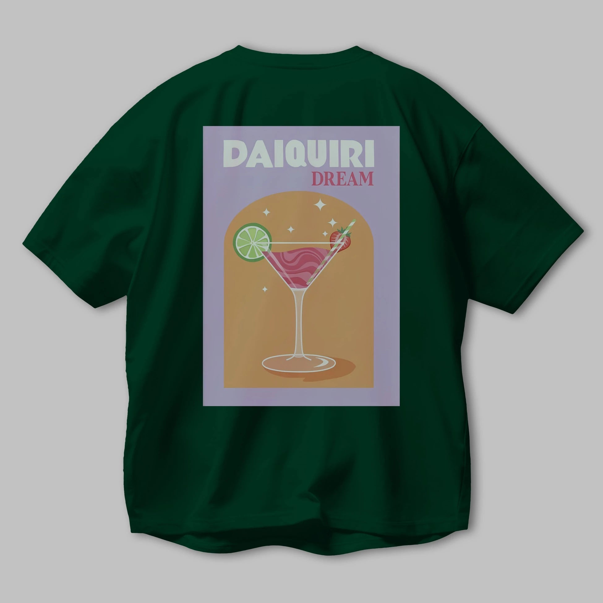 Daiquiri Dream Arka Baskılı Oversize t-shirt Erkek Kadın Unisex %100 Pamuk Bisiklet Yaka tişort