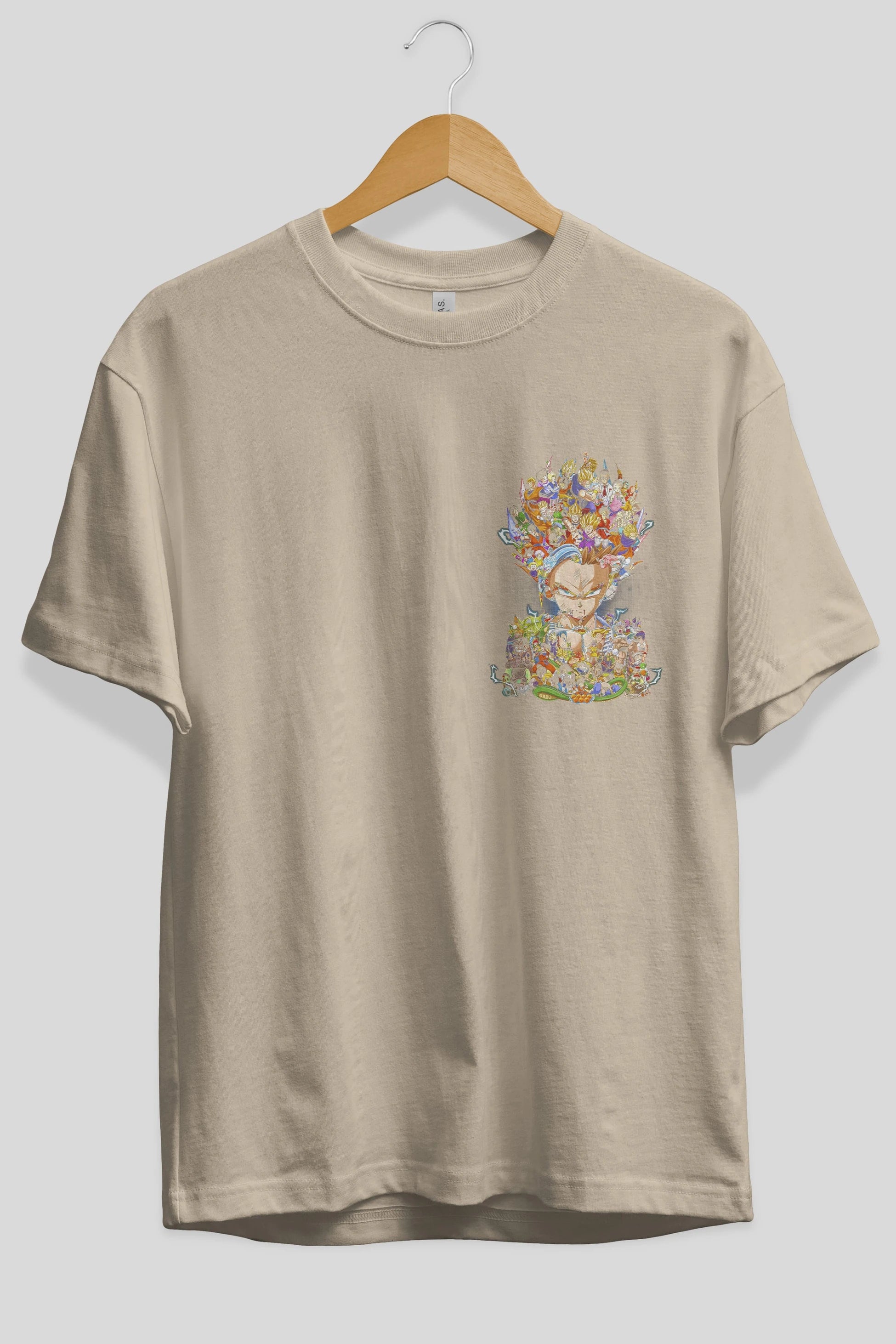 DRAGON BALL ART (2) Ön Sol Baskılı Oversize t-shirt Erkek Kadın Unisex %100 Pamuk Bisiklet Yaka tişort