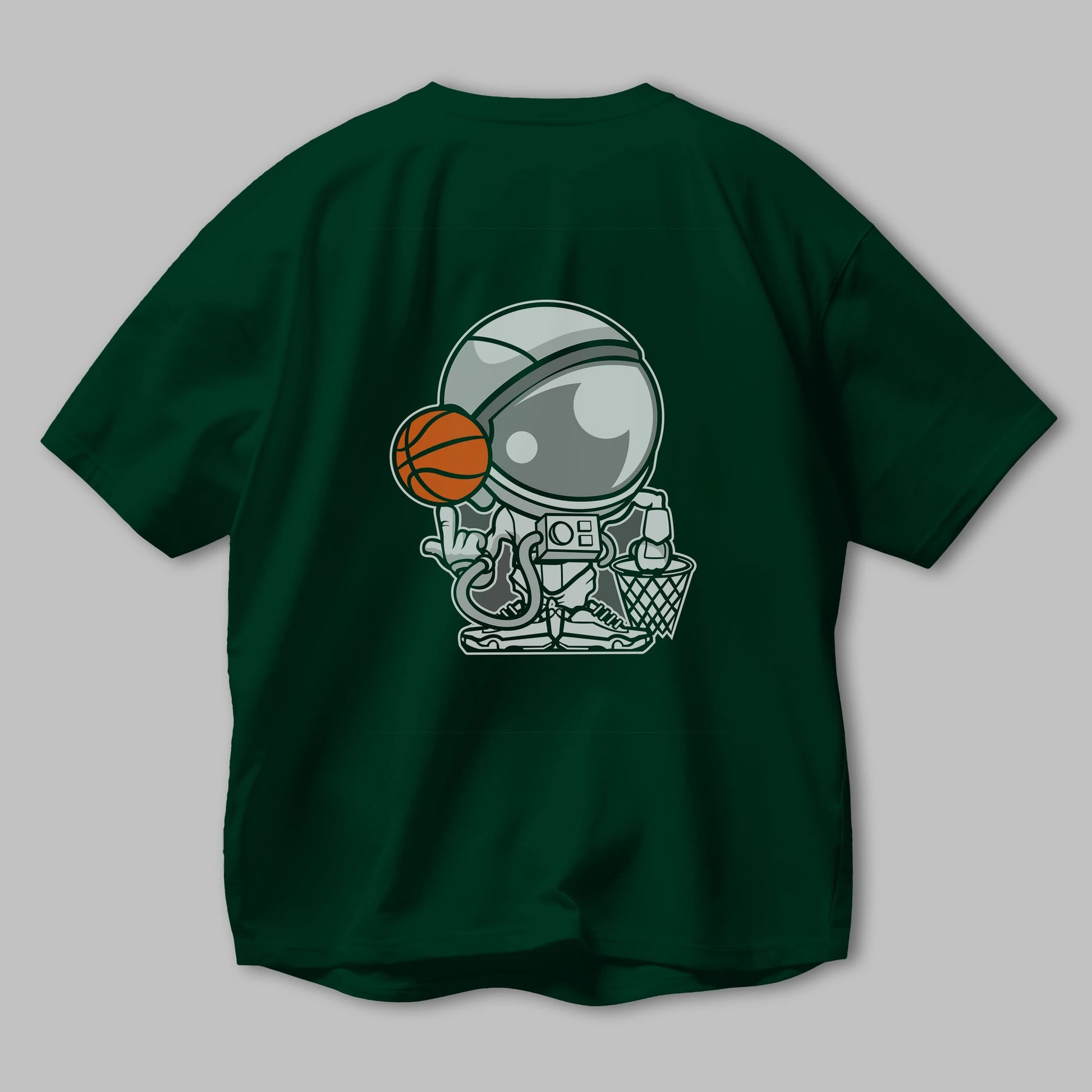 Astronaut Basketball Arka Baskılı Oversize t-shirt Erkek Kadın Unisex %100 Pamuk tişort