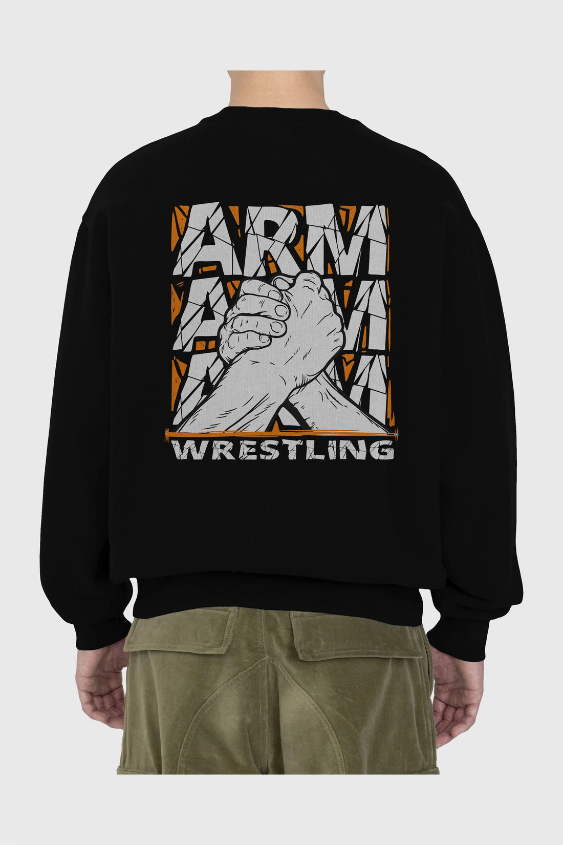 Arm Wrestling Arka Baskılı Oversize Sweatshirt Erkek Kadın Unisex