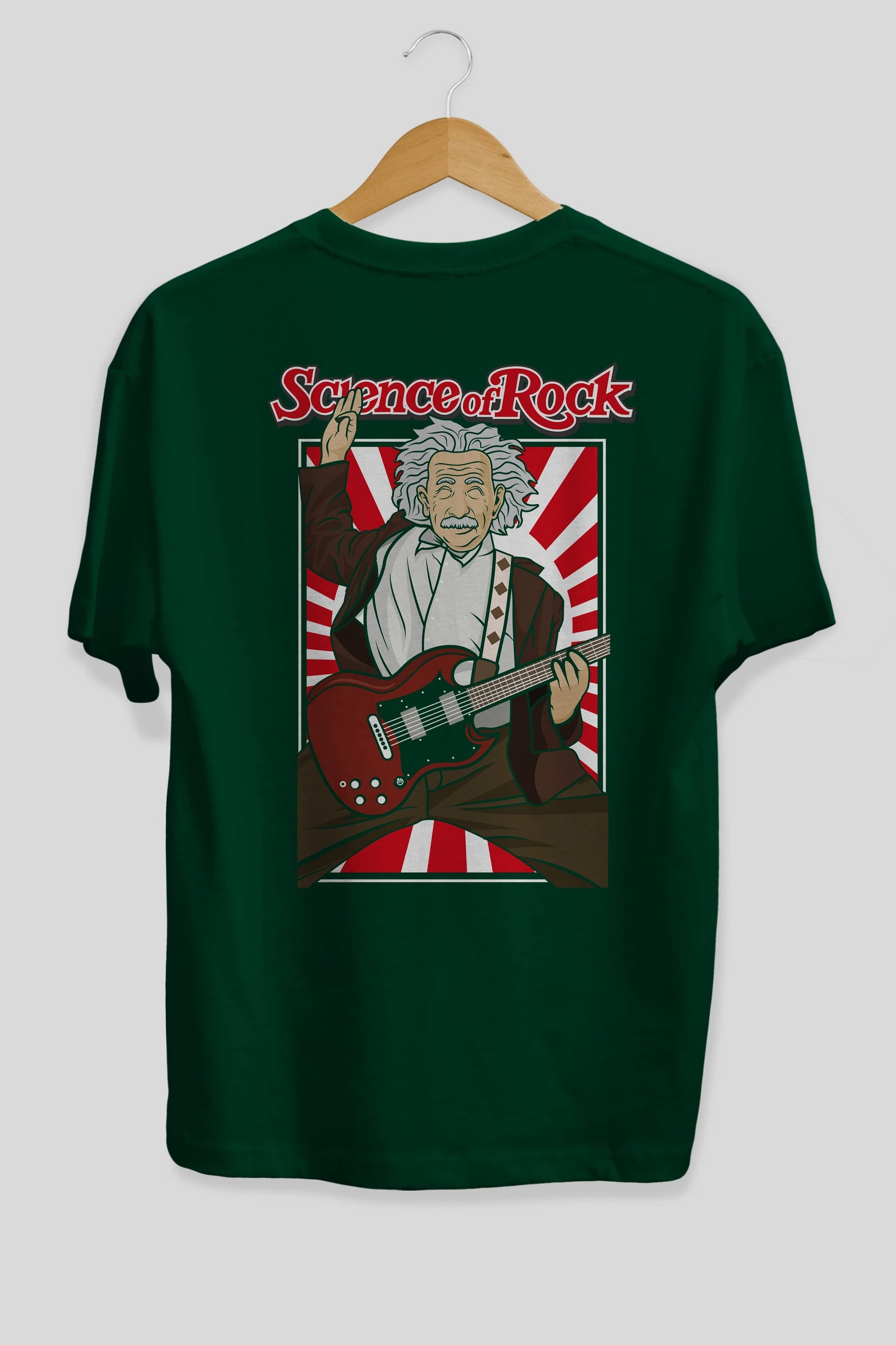Einstein Science Of Rock Arka Baskılı Oversize t-shirt Erkek Kadın Unisex %100 Pamuk tişort