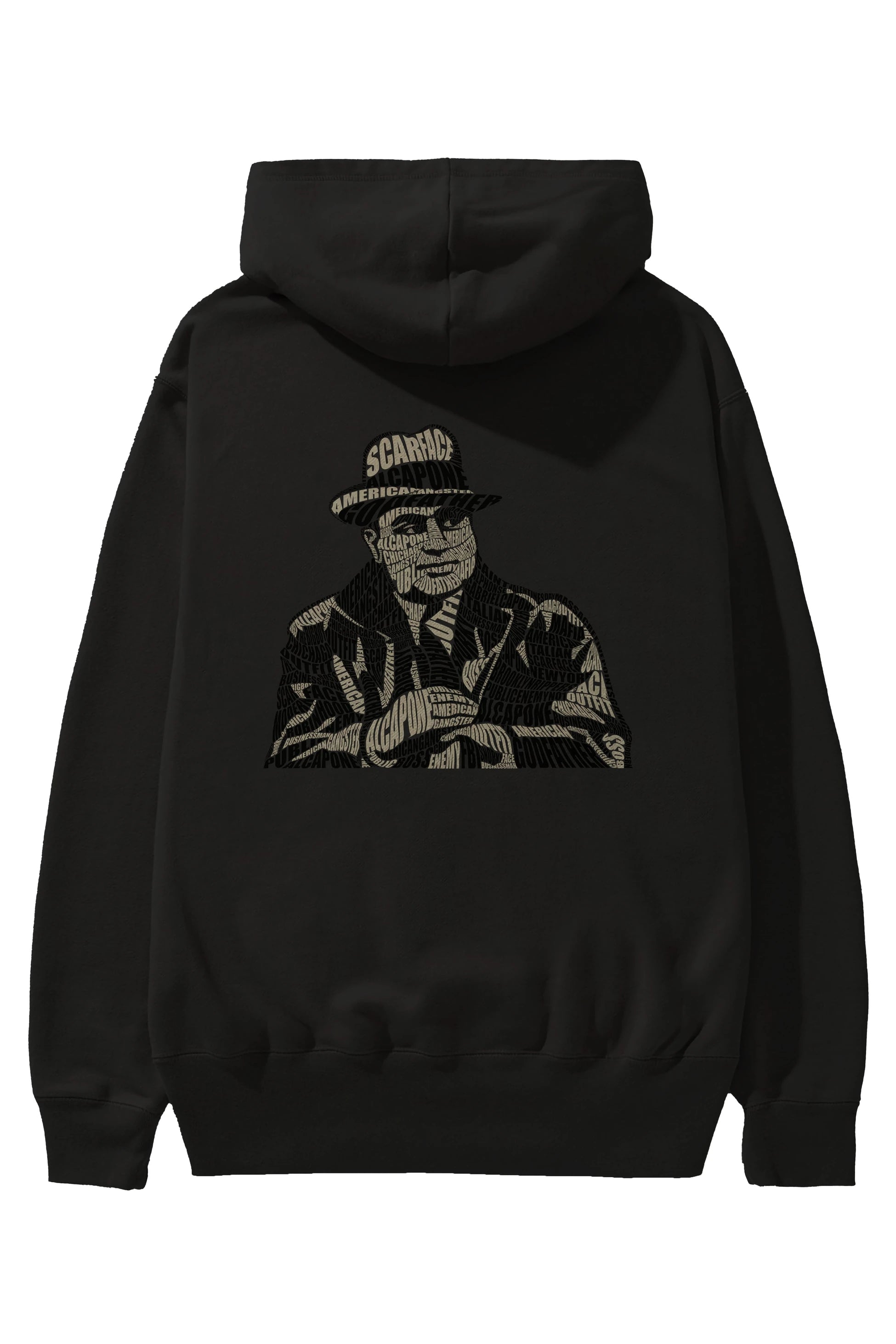 Al Capone Calligram Arka Baskılı Hoodie Oversize Kapüşonlu Sweatshirt Erkek Kadın Unisex