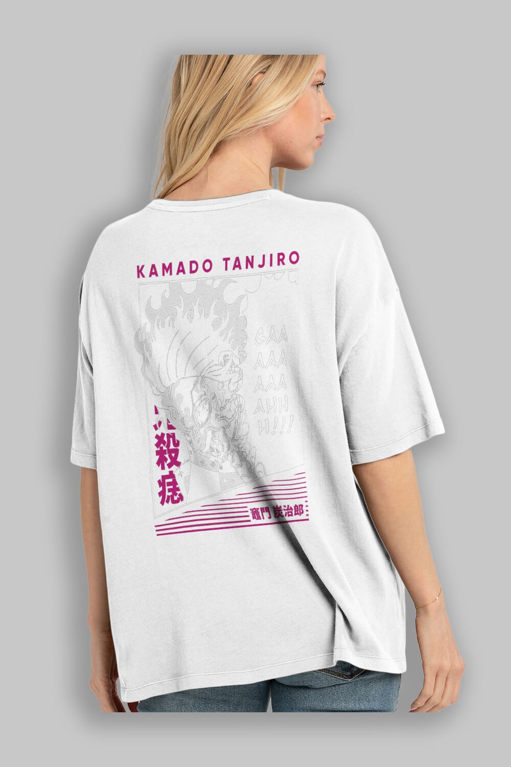 TANJIRO KAMADO 3 Anime Arka Baskılı Oversize t-shirt Erkek Kadın Unisex