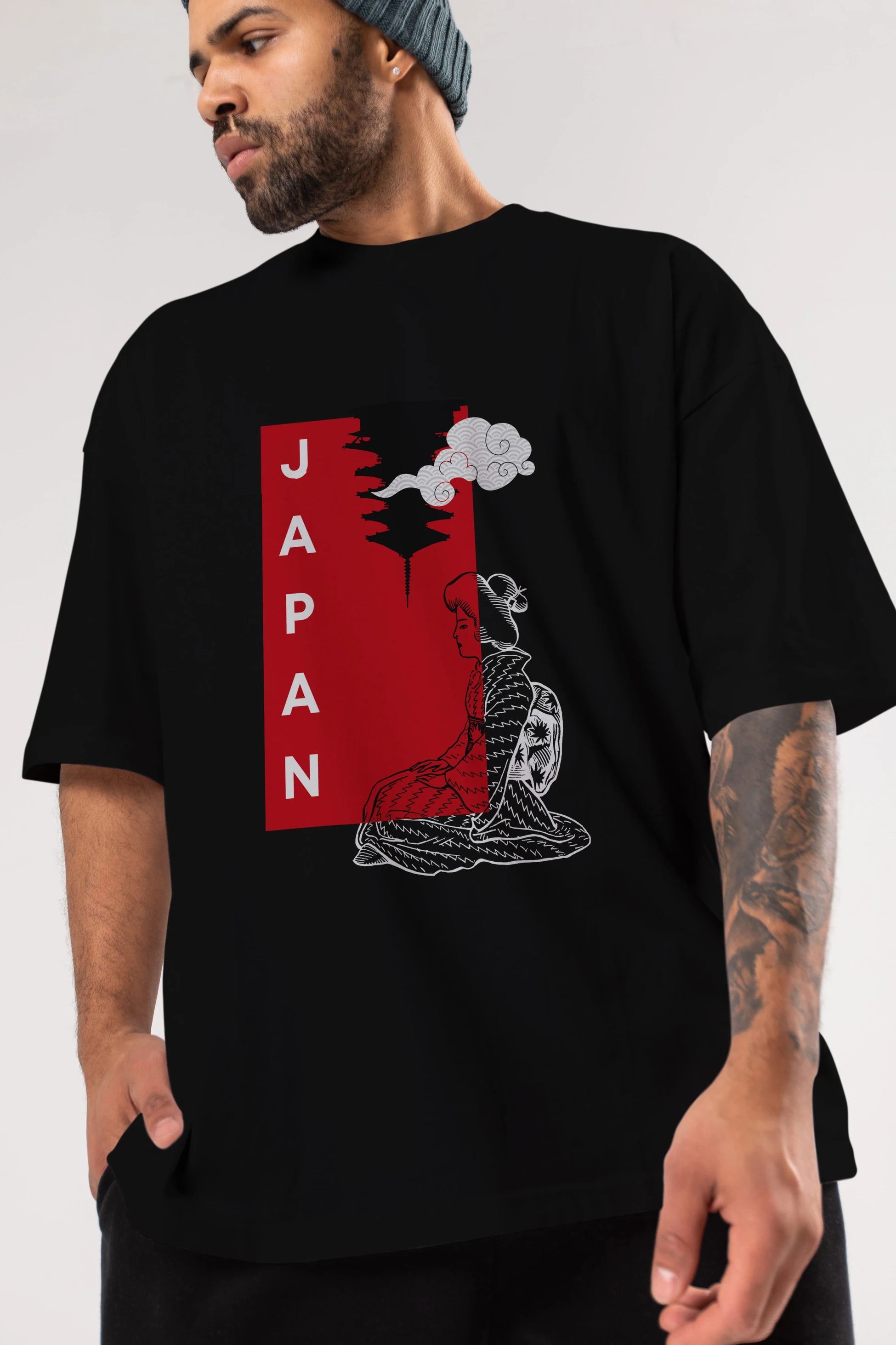 Japan Yazılı Streetwear Ön Baskılı Oversize t-shirt Erkek Kadın Unisex