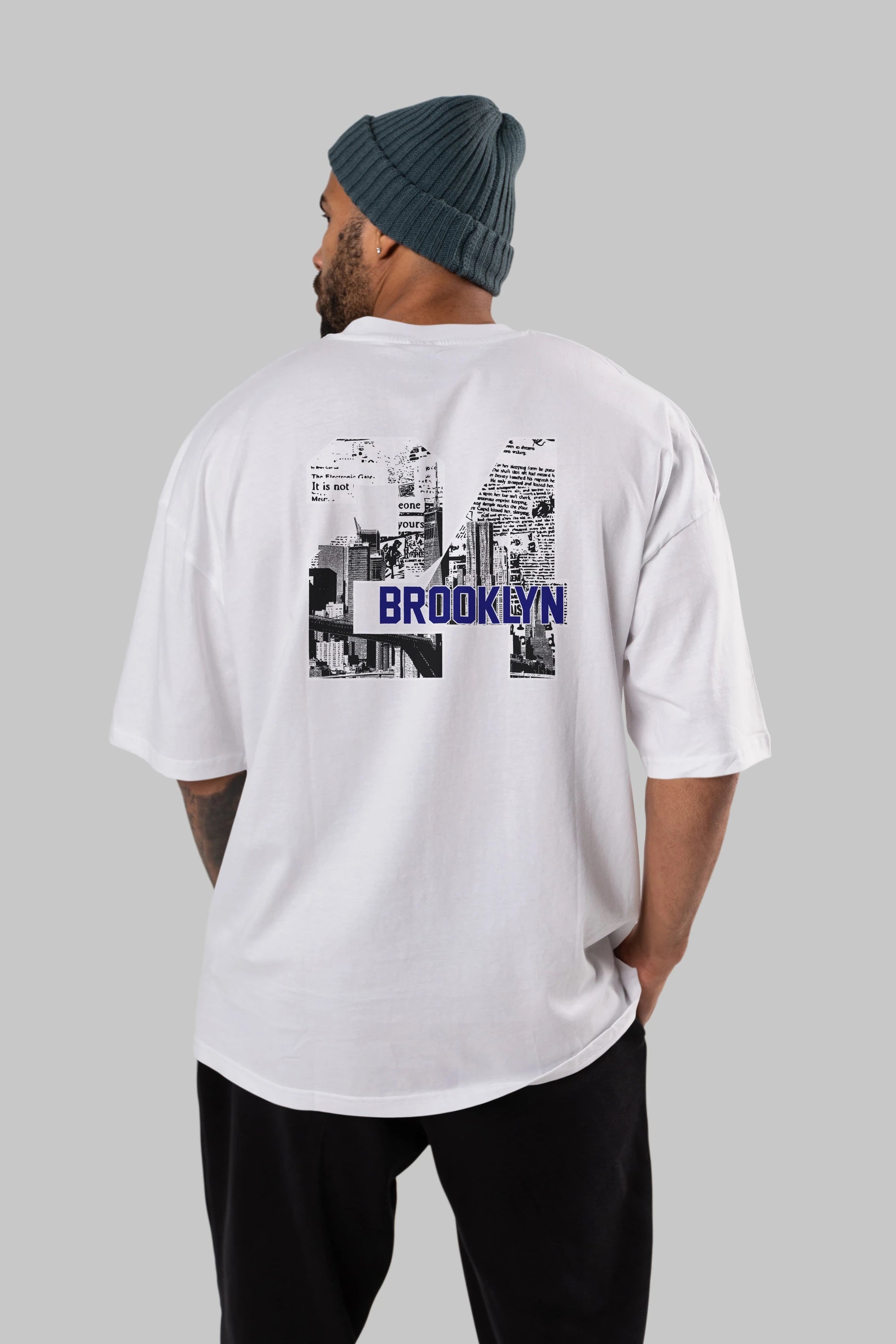 Brooklyn 24 Arka Baskılı Oversize t-shirt Erkek Kadın Unisex