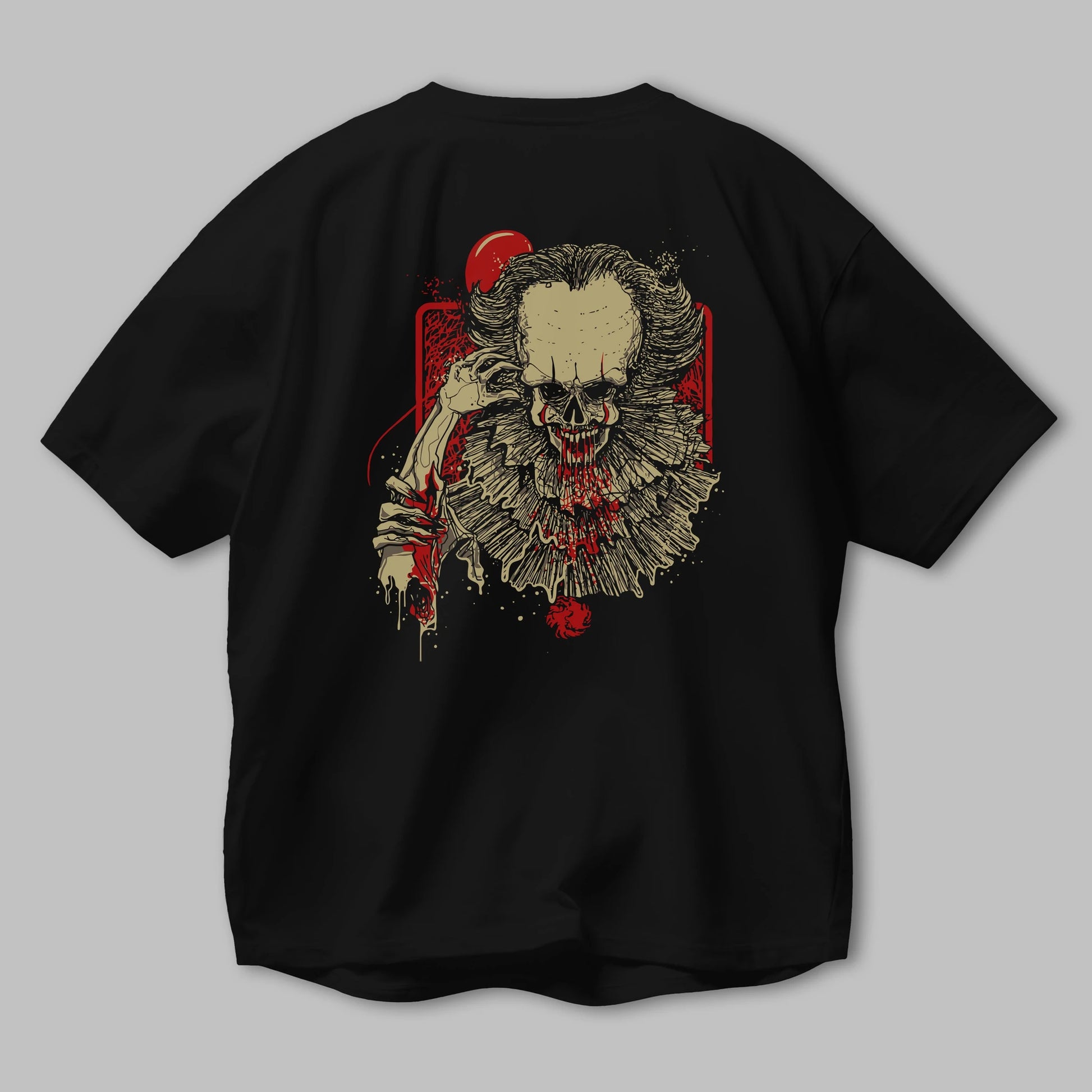 it (2) Arka Baskılı Oversize t-shirt Erkek Kadın Unisex %100 Pamuk Bisiklet Yaka tişort
