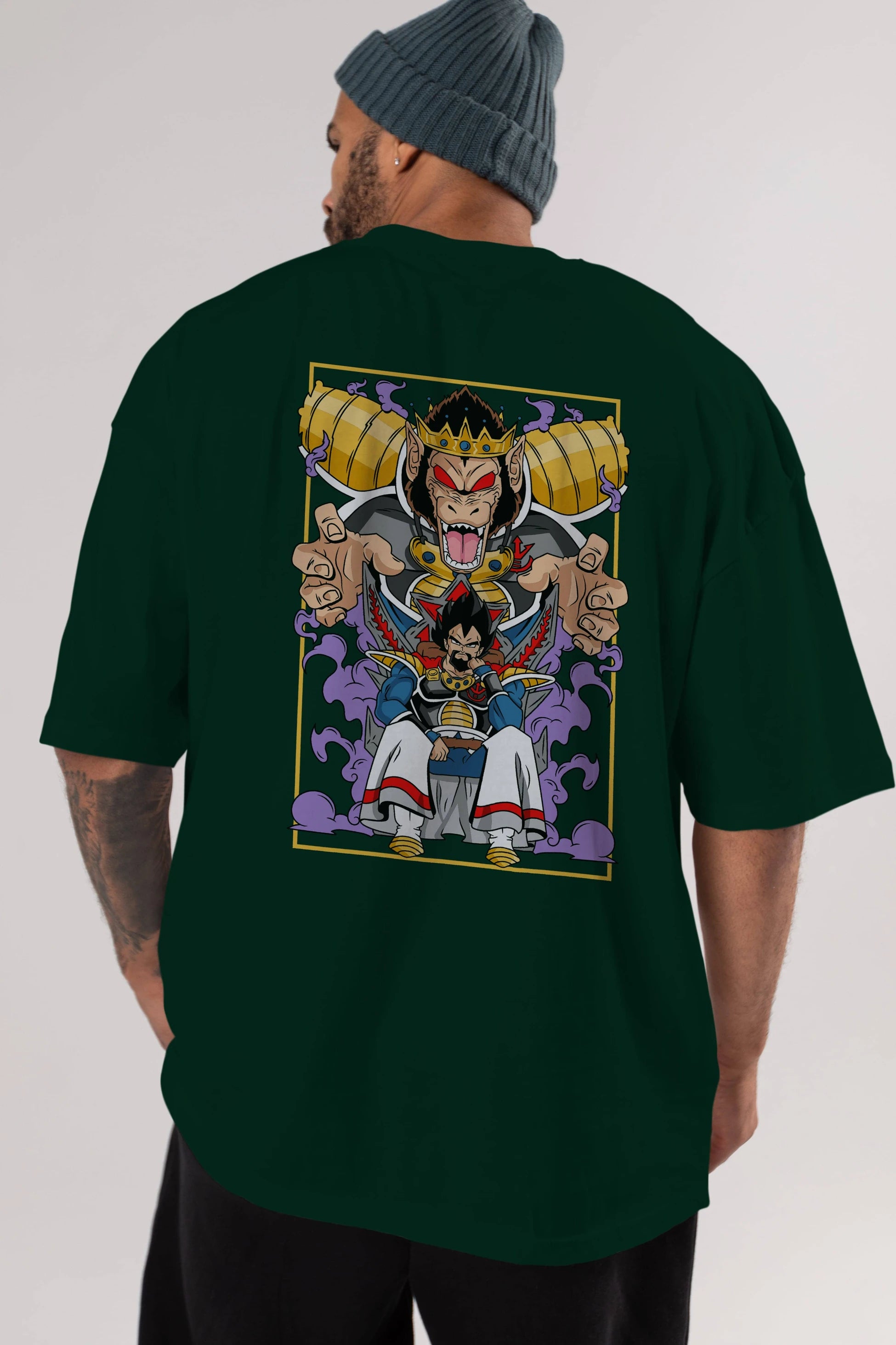 DragonBall ReyVegeta Anime Arka Baskılı Oversize t-shirt Erkek Kadın Unisex
