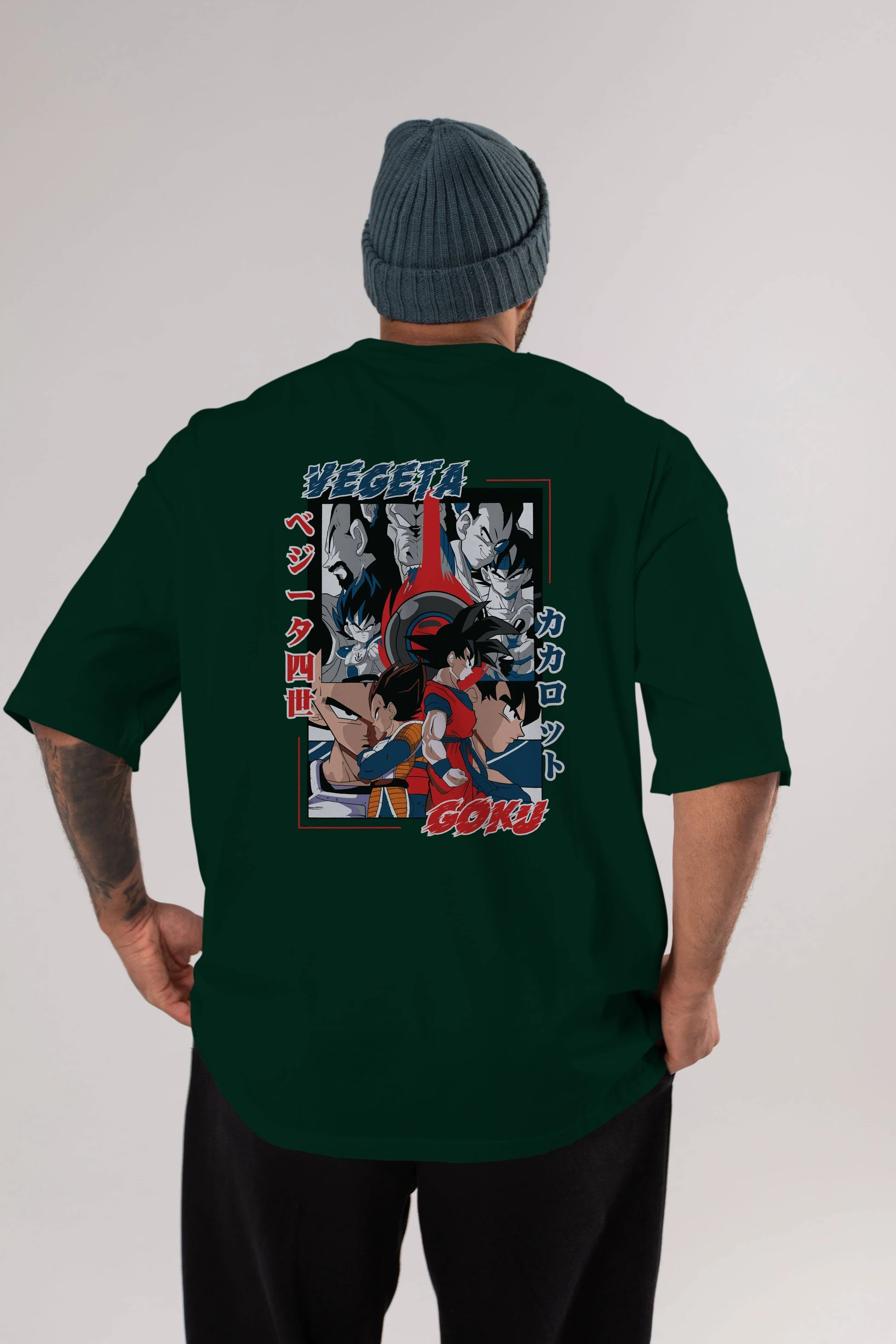 VEGETA VS GOKU Anime Arka Baskılı Oversize t-shirt Erkek Kadın Unisex