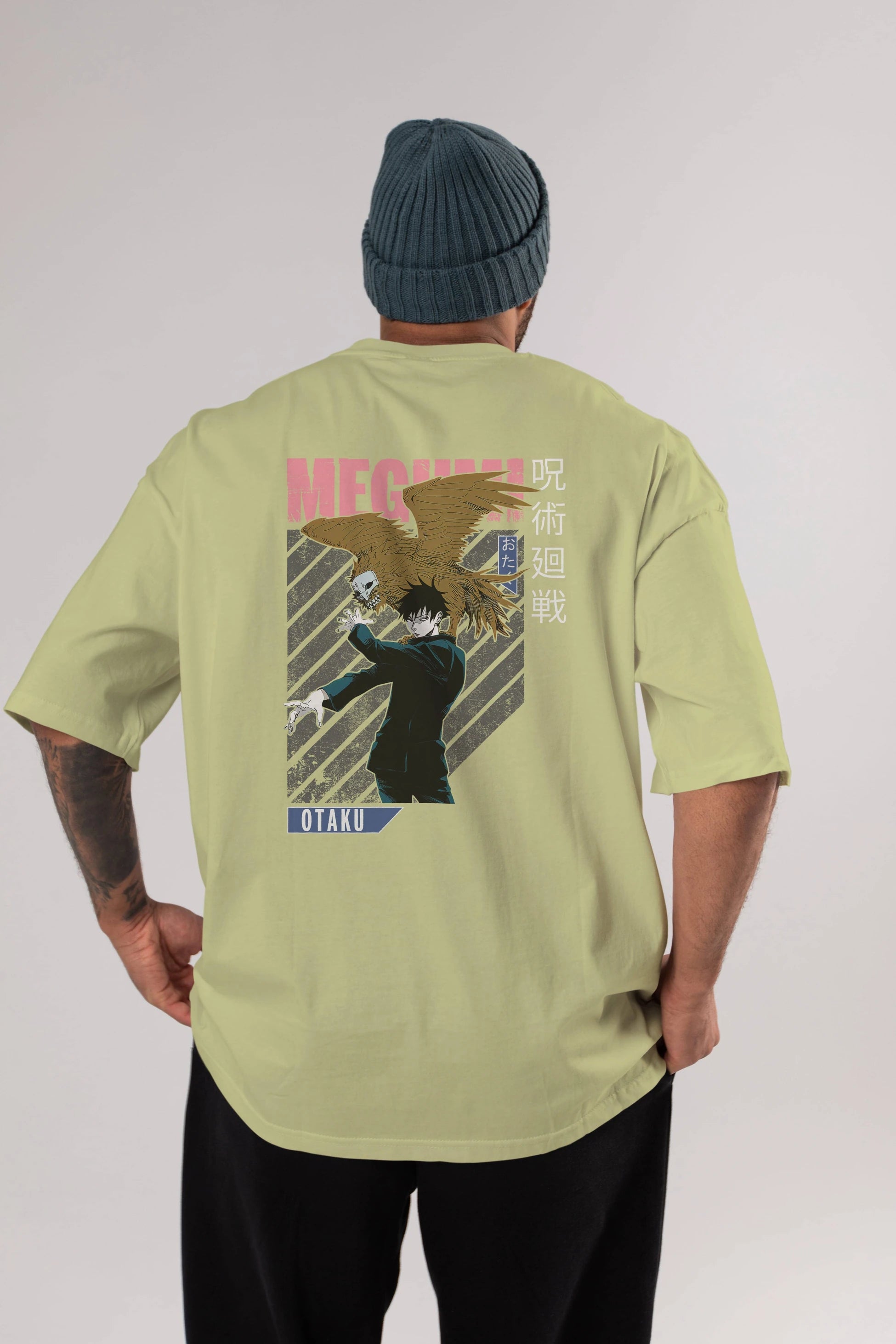 Megumi Fushiguro 2 Anime Arka Baskılı Oversize t-shirt Erkek Kadın Unisex