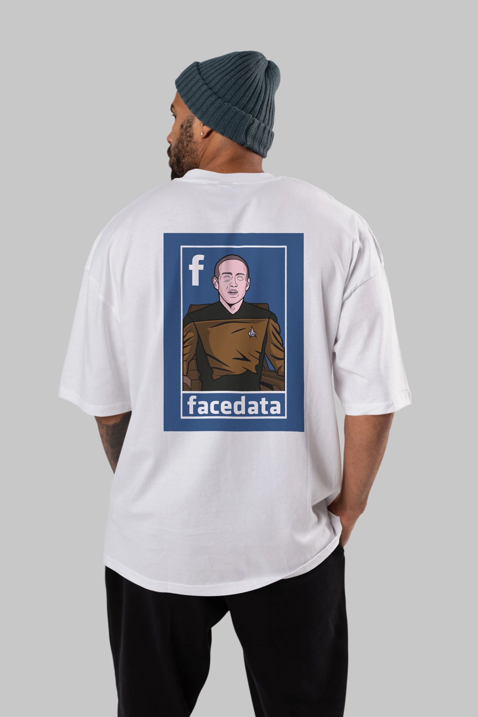 Zukerberg Data Arka Baskılı Oversize t-shirt Erkek Kadın Unisex %100 Pamuk tişort