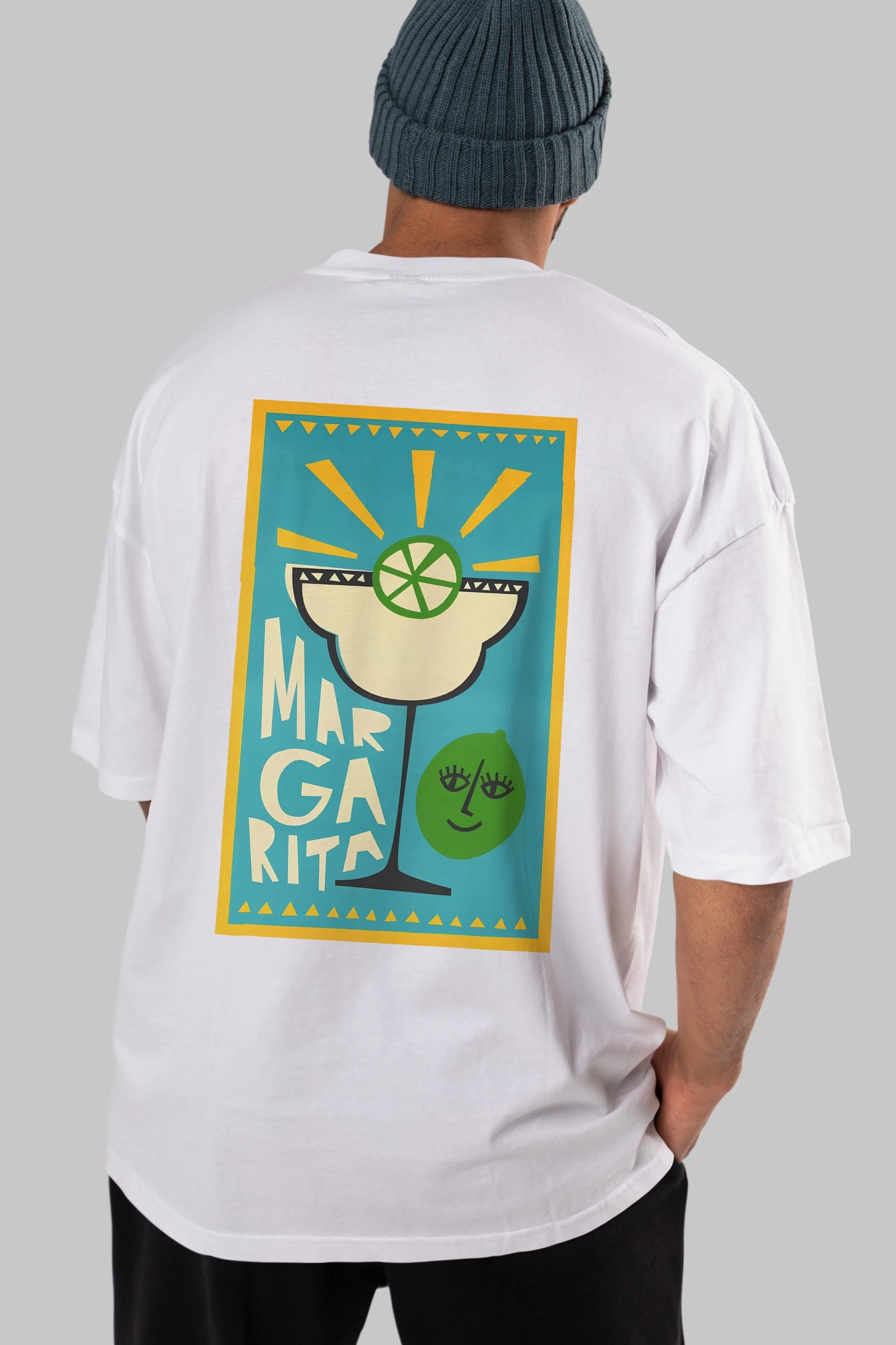 Margarita 4 Arka Baskılı Oversize t-shirt Erkek Kadın Unisex %100 Pamuk Bisiklet Yaka tişort