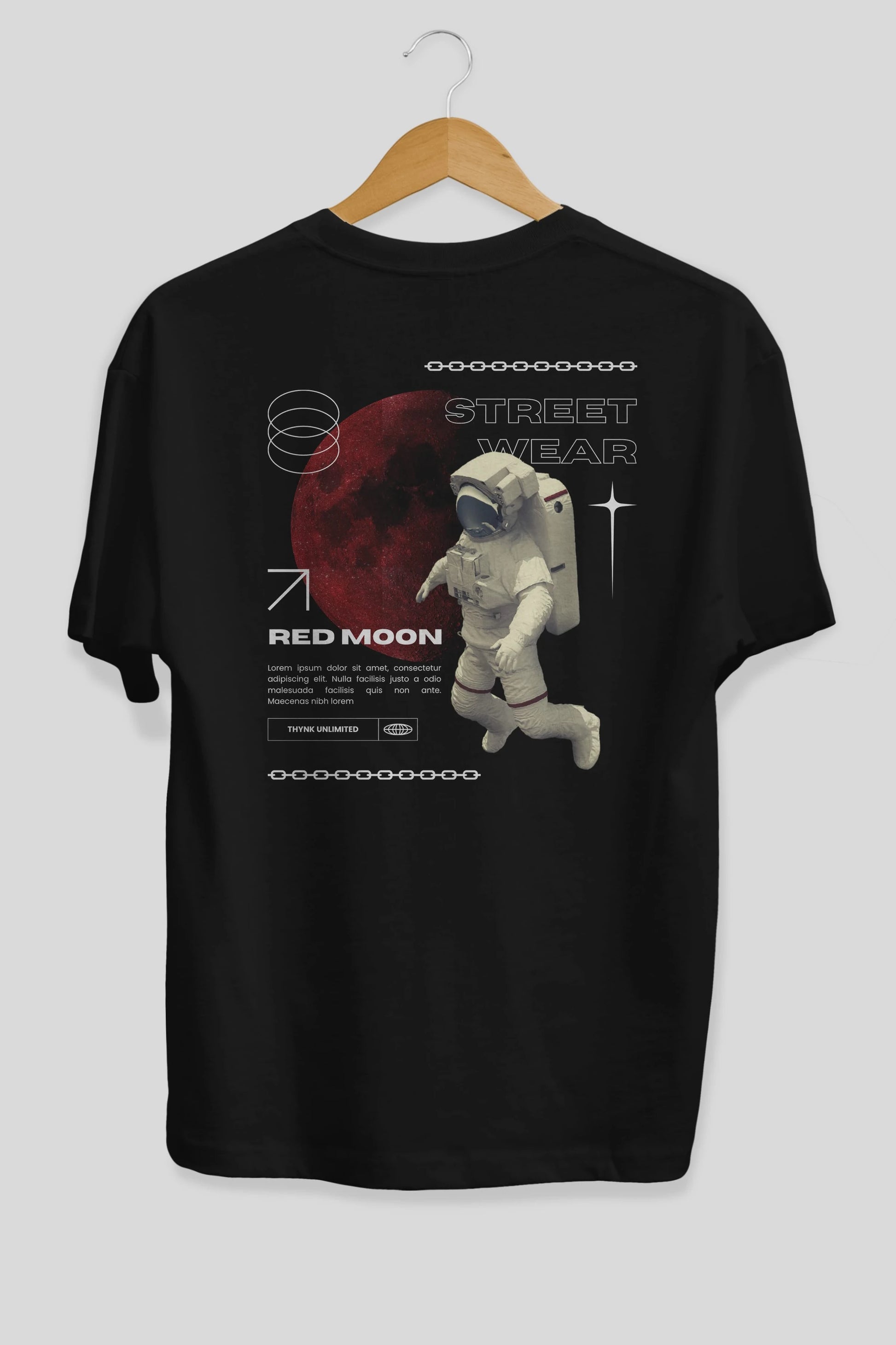 Red Moon Streetwear Arka Baskılı Oversize t-shirt Erkek Kadın Unisex