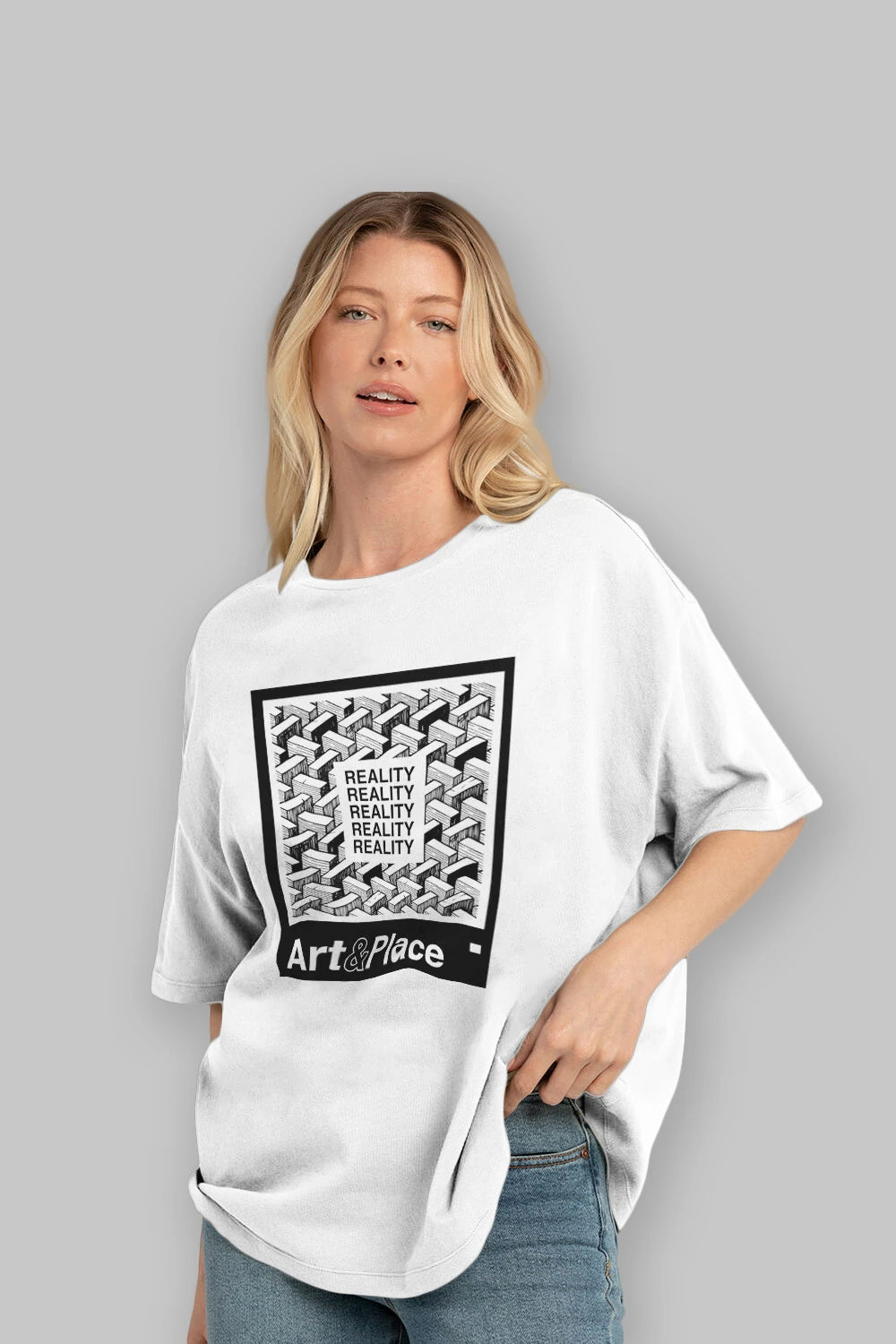Reality Ön Baskılı Oversize t-shirt Erkek Kadın Unisex