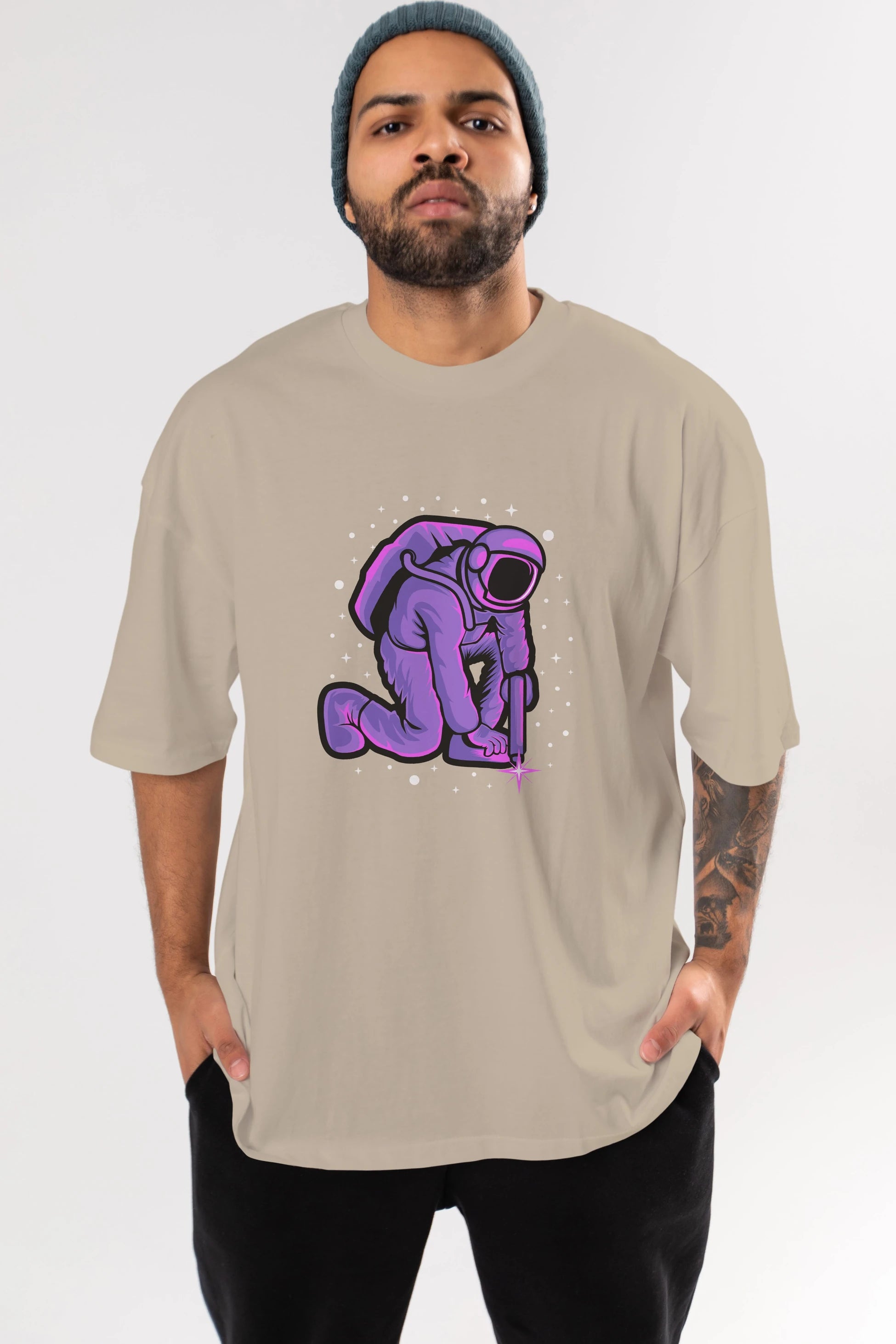 Welding in Space Ön Baskılı Oversize t-shirt Erkek Kadın Unisex