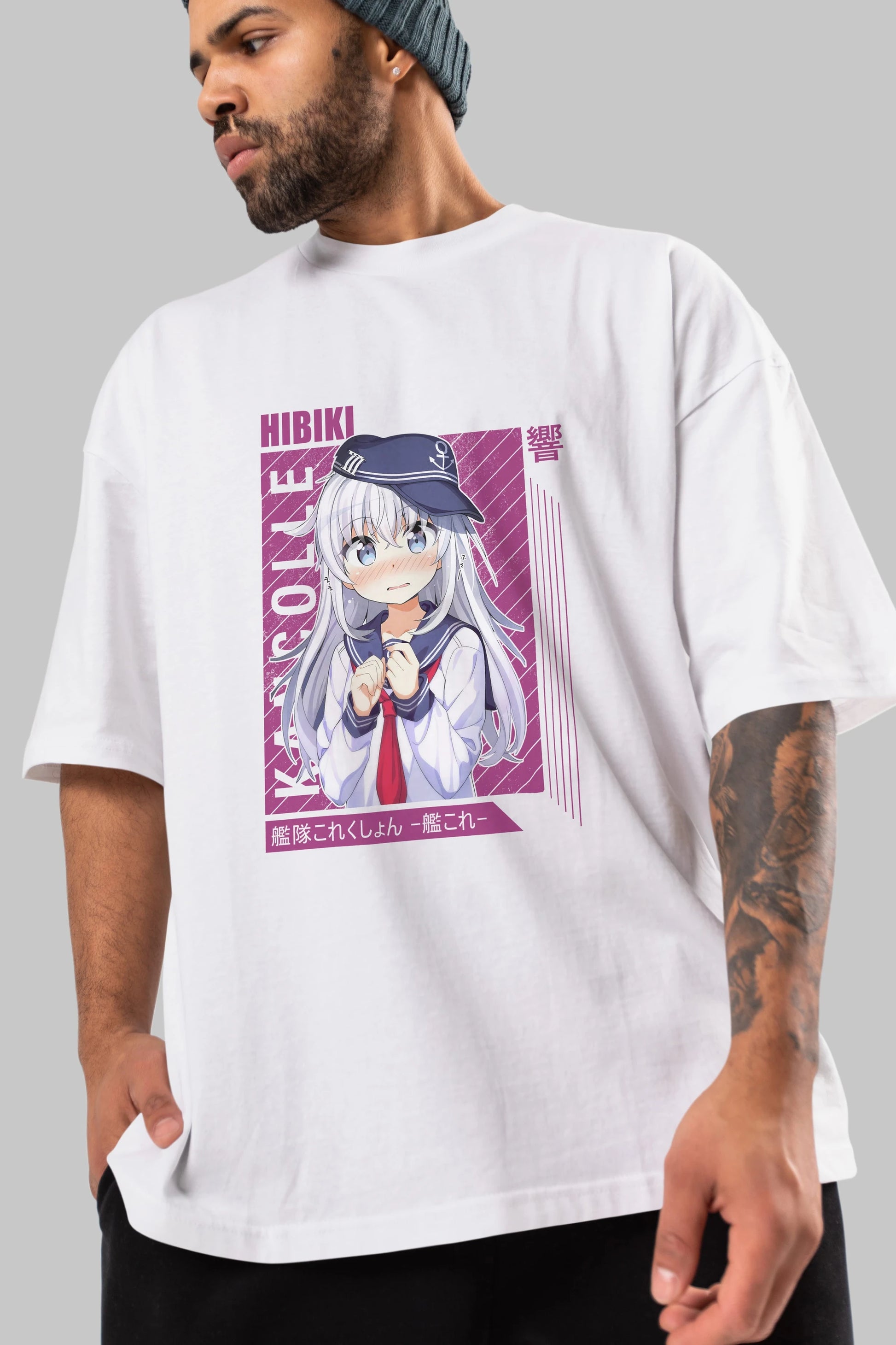 Hibiki 4 Anime Ön Baskılı Oversize t-shirt %100 pamuk Erkek Kadın Unisex