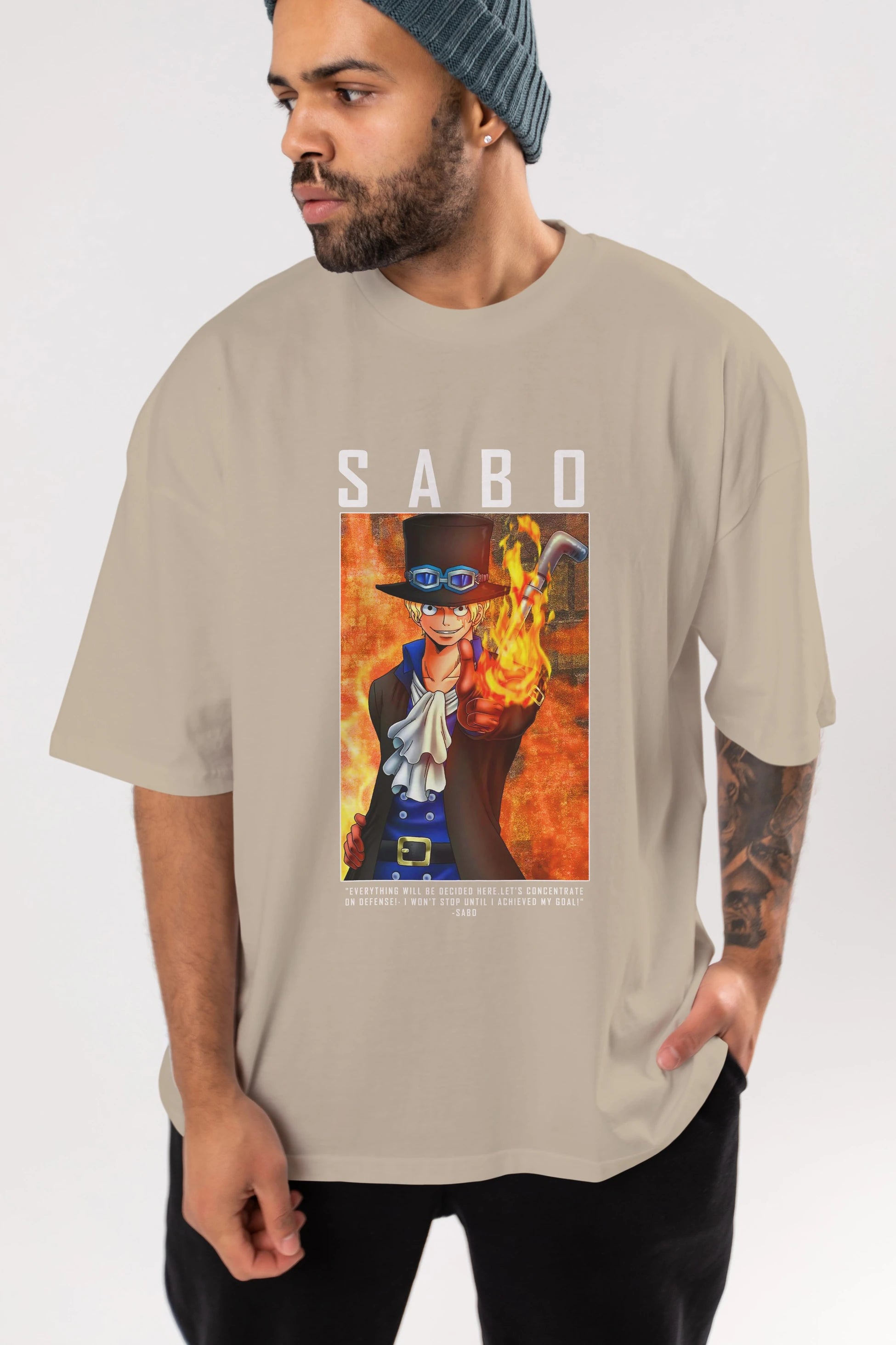 Sabo Anime Ön Baskılı Oversize t-shirt Erkek Kadın Unisex