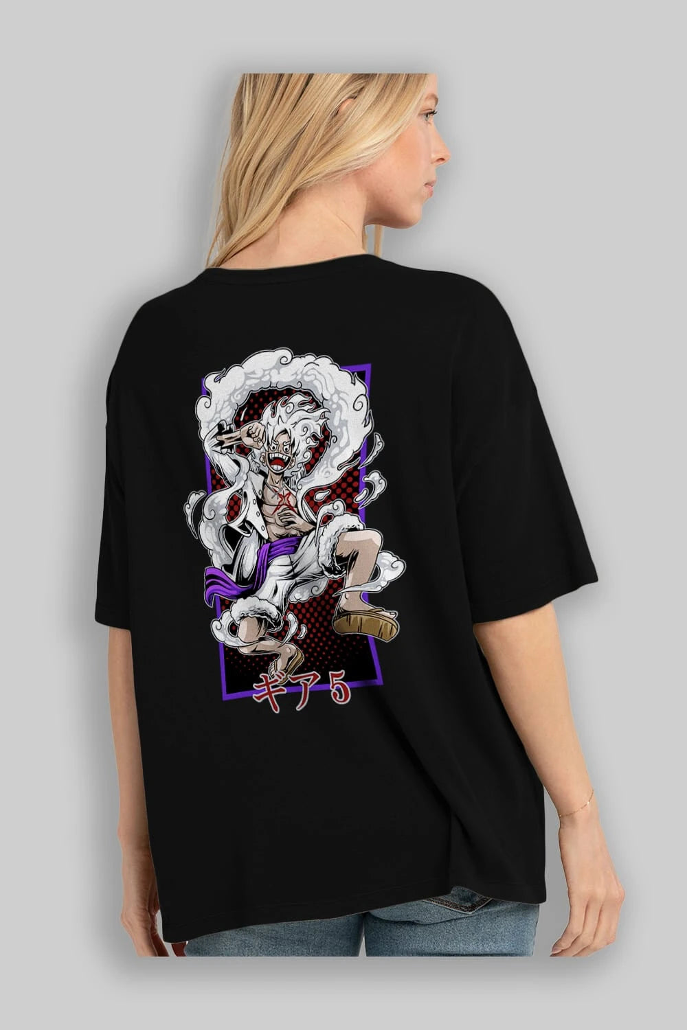 LUFFY GEAR 5 RECUADRO Anime Arka Baskılı Oversize t-shirt Erkek Kadın Unisex