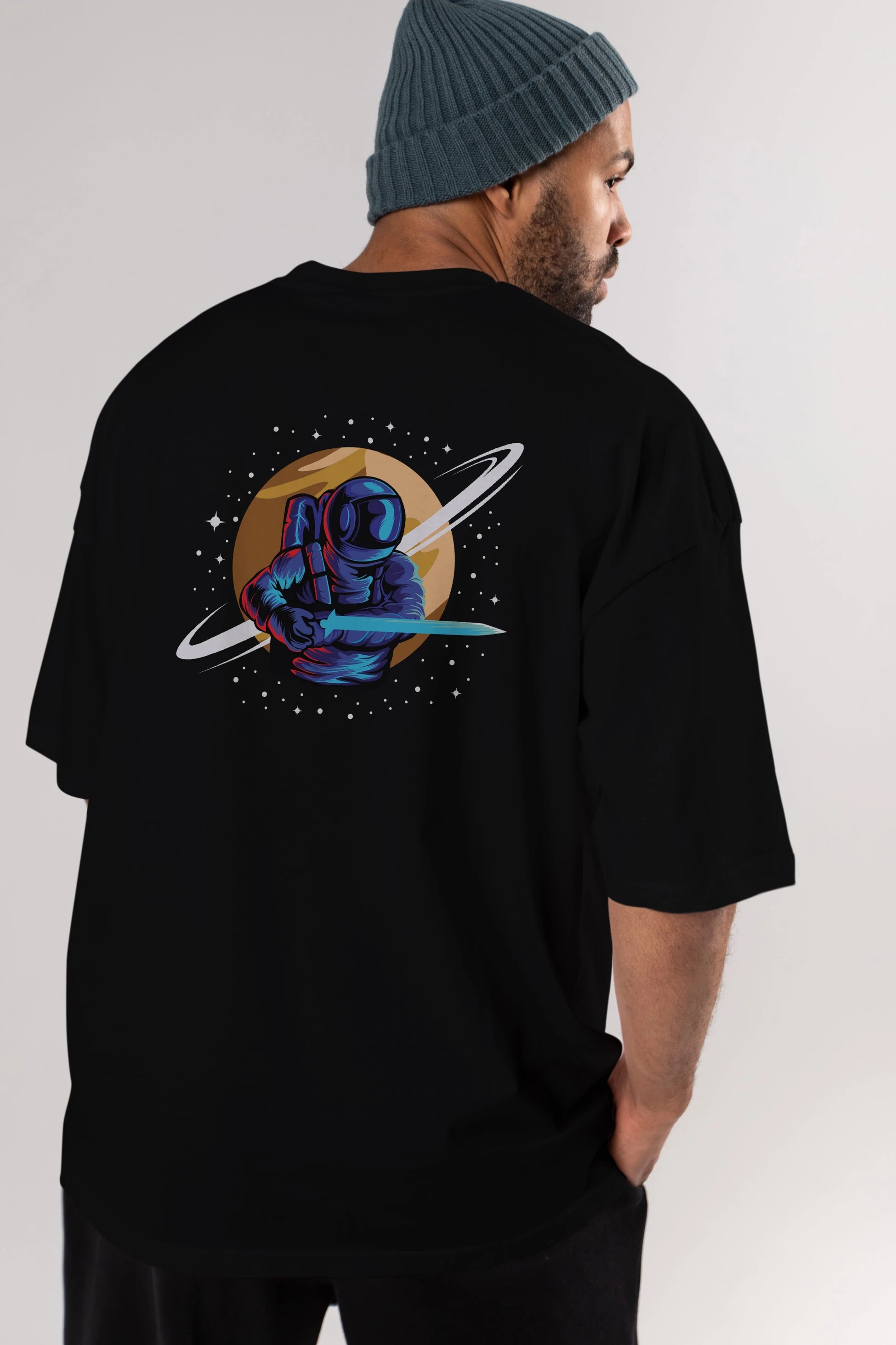Astro Knight Arka Baskılı Oversize t-shirt Erkek Kadın Unisex