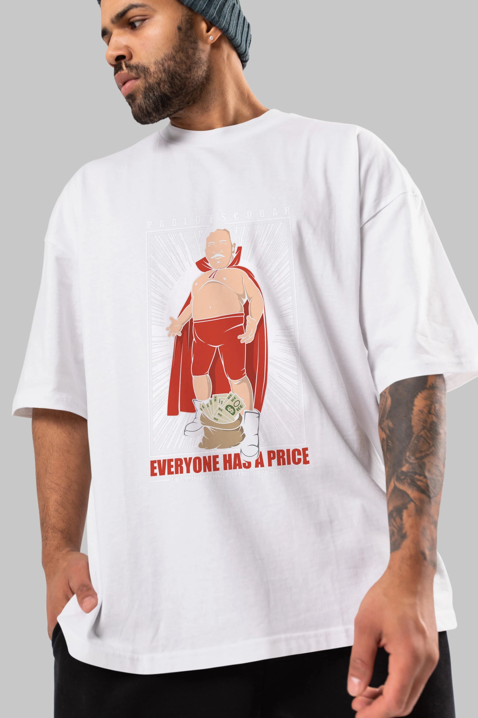 Pablo Escobar Luchador Ön Baskılı Oversize t-shirt Erkek Kadın Unisex %100 Pamuk tişort
