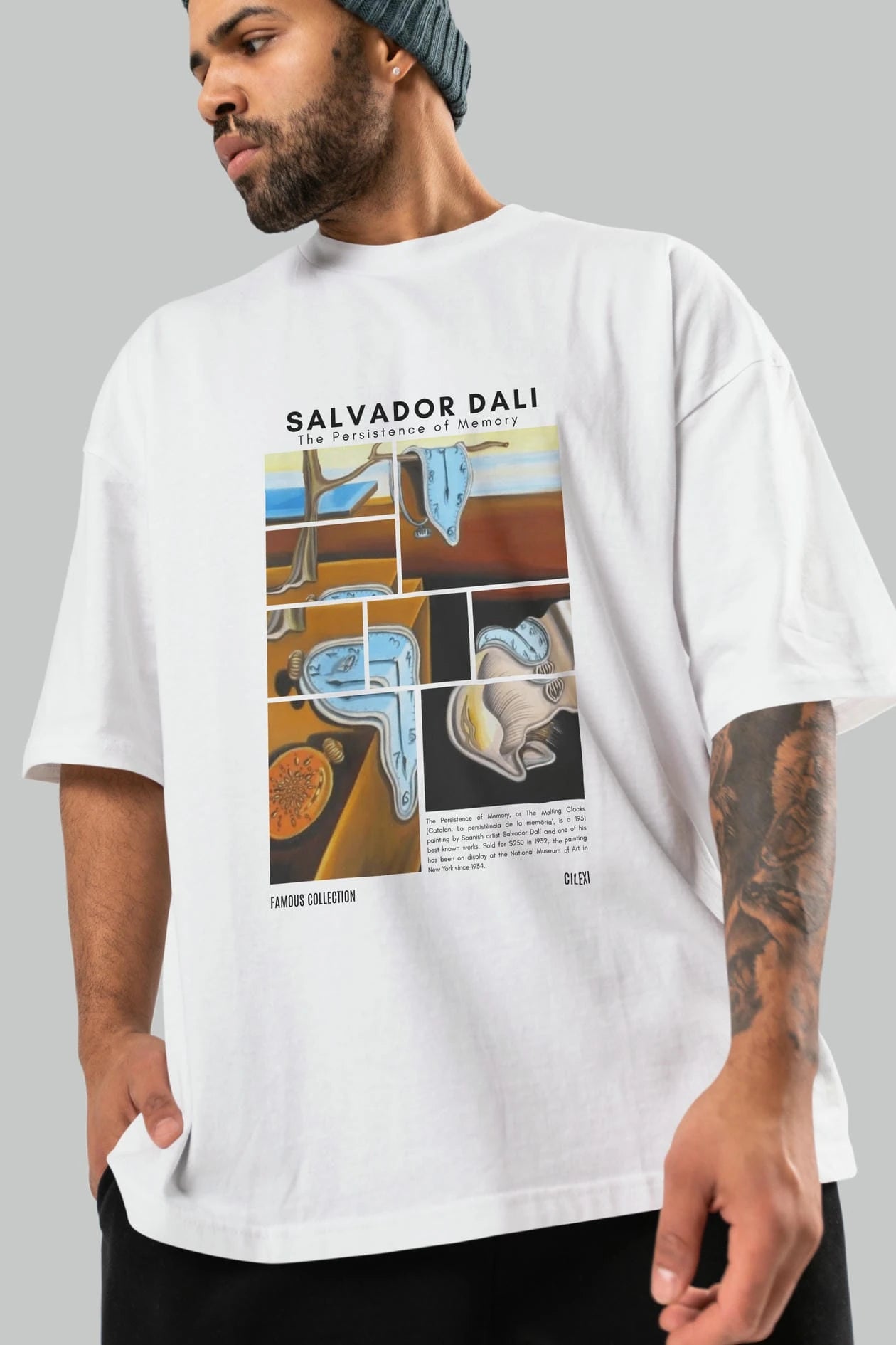 Salvador Dali ön Baskılı Oversize t-shirt Erkek Kadın Bisiklet Yaka Pamuk tişort