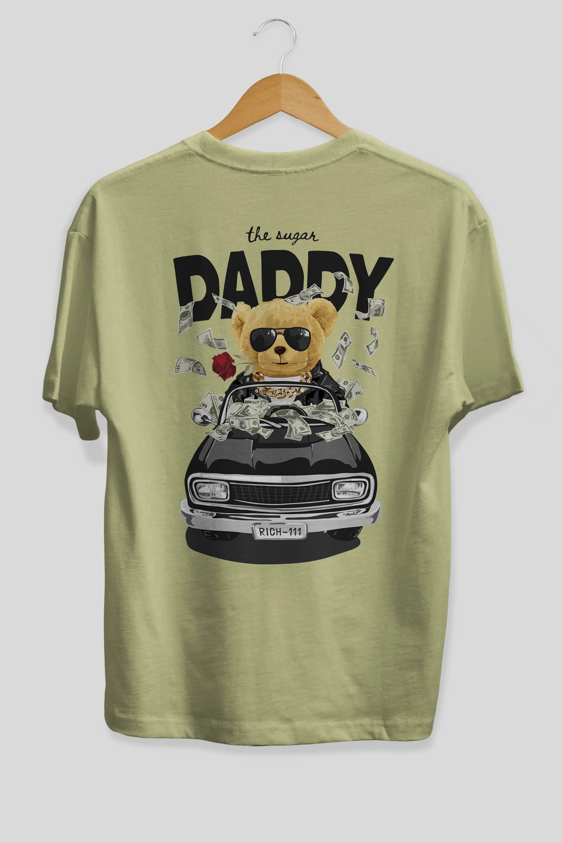 Teddy Bear Daddy Arka Baskılı Oversize t-shirt Erkek Kadın Unisex %100 Pamuk