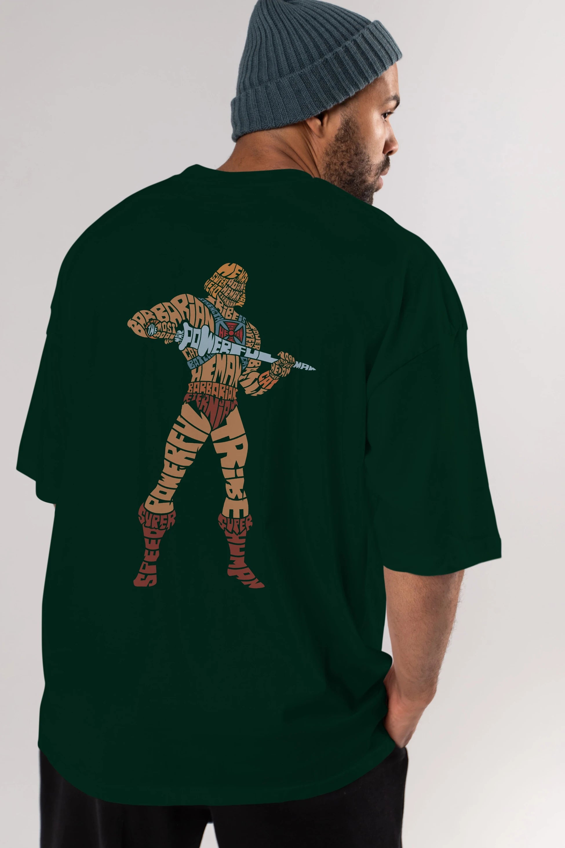 Heman Arka Baskılı Oversize t-shirt %100 pamuk Erkek Kadın Unisex