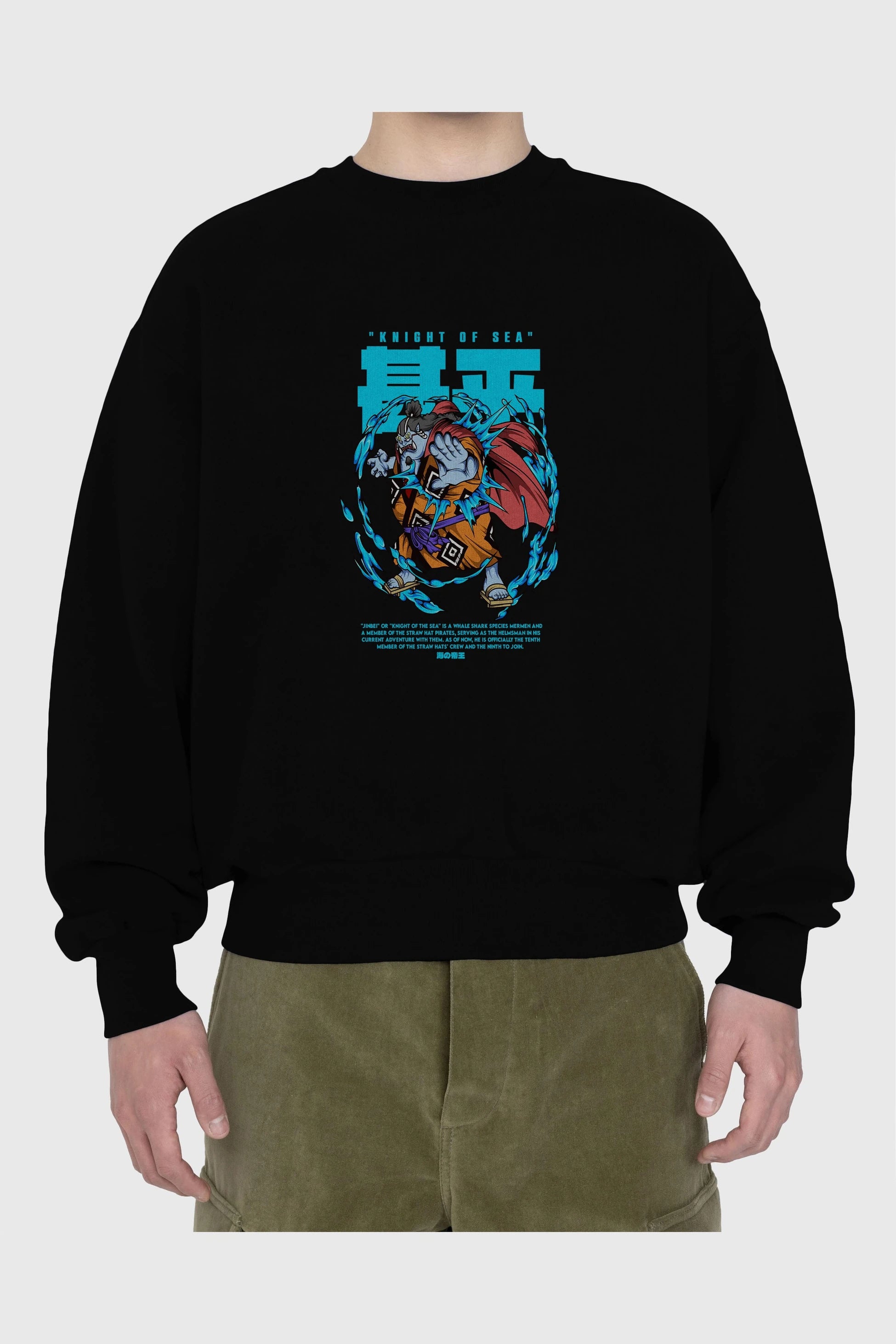Jinbei Anime Ön Baskılı Oversize Sweatshirt Erkek Kadın Unisex