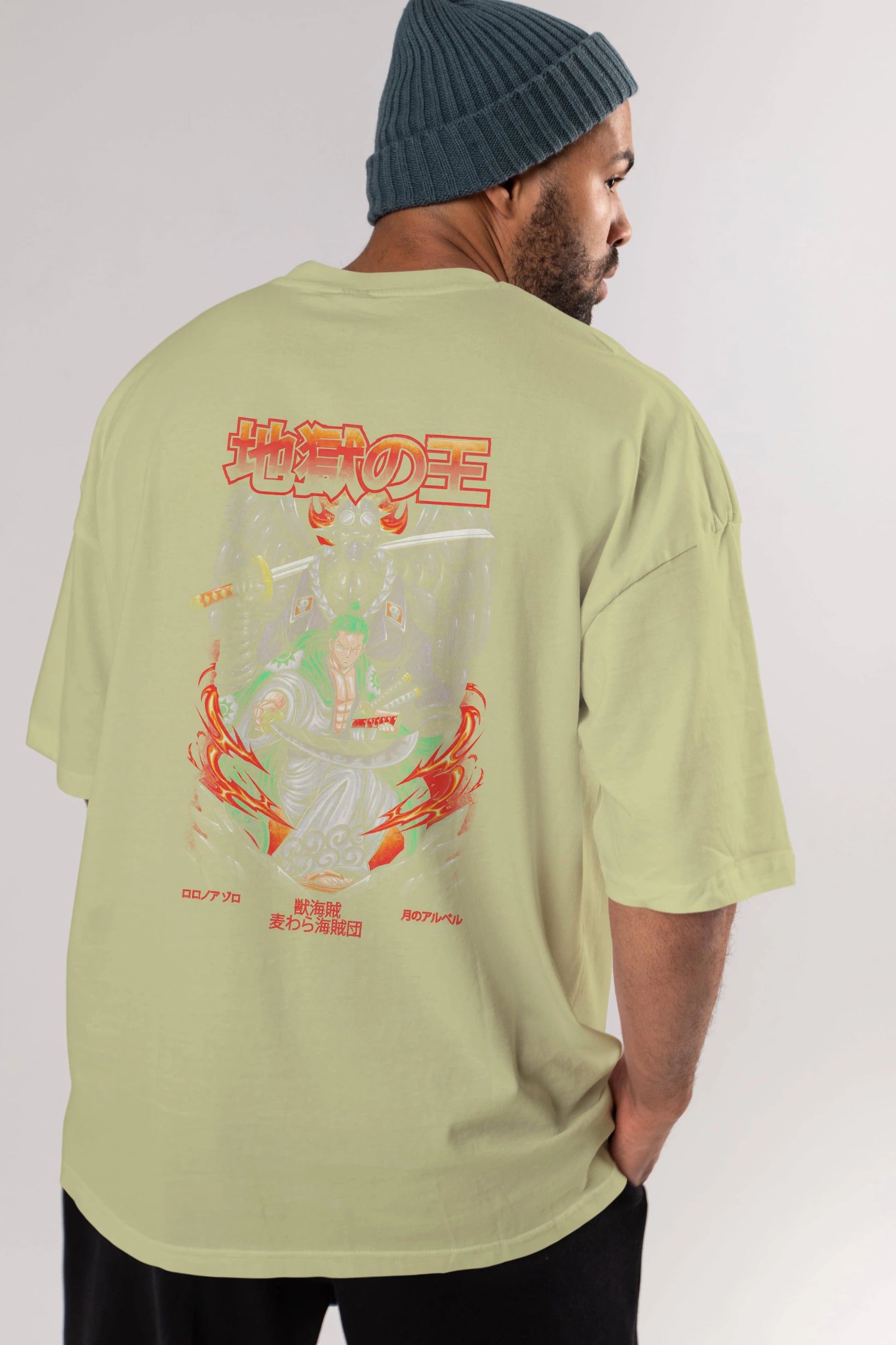 Roronoa Zoro 4 Anime Arka Baskılı Oversize t-shirt Erkek Kadın Unisex