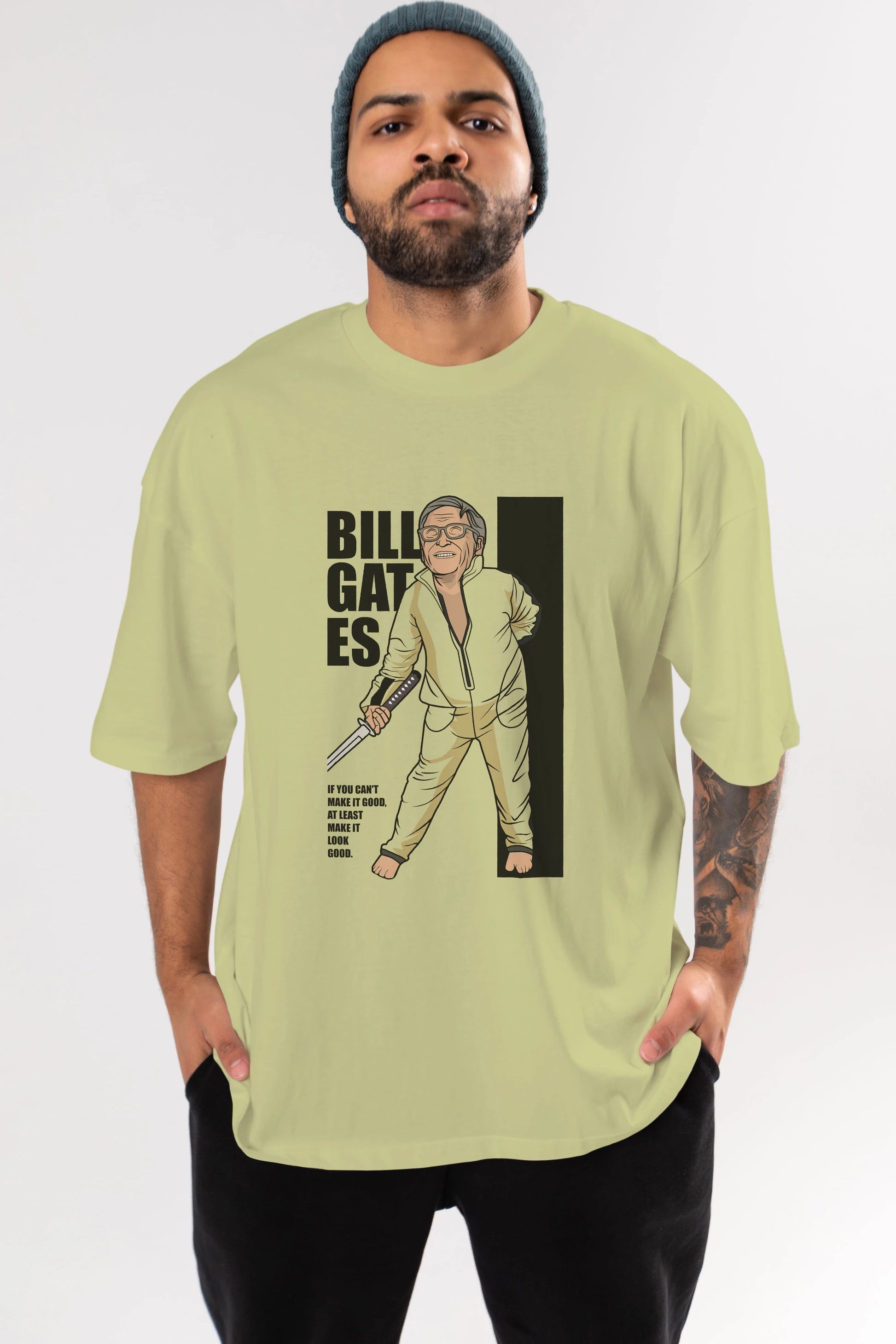 Bill Gates Ön Baskılı Oversize t-shirt Erkek Kadın Unisex %100 Pamuk tişort