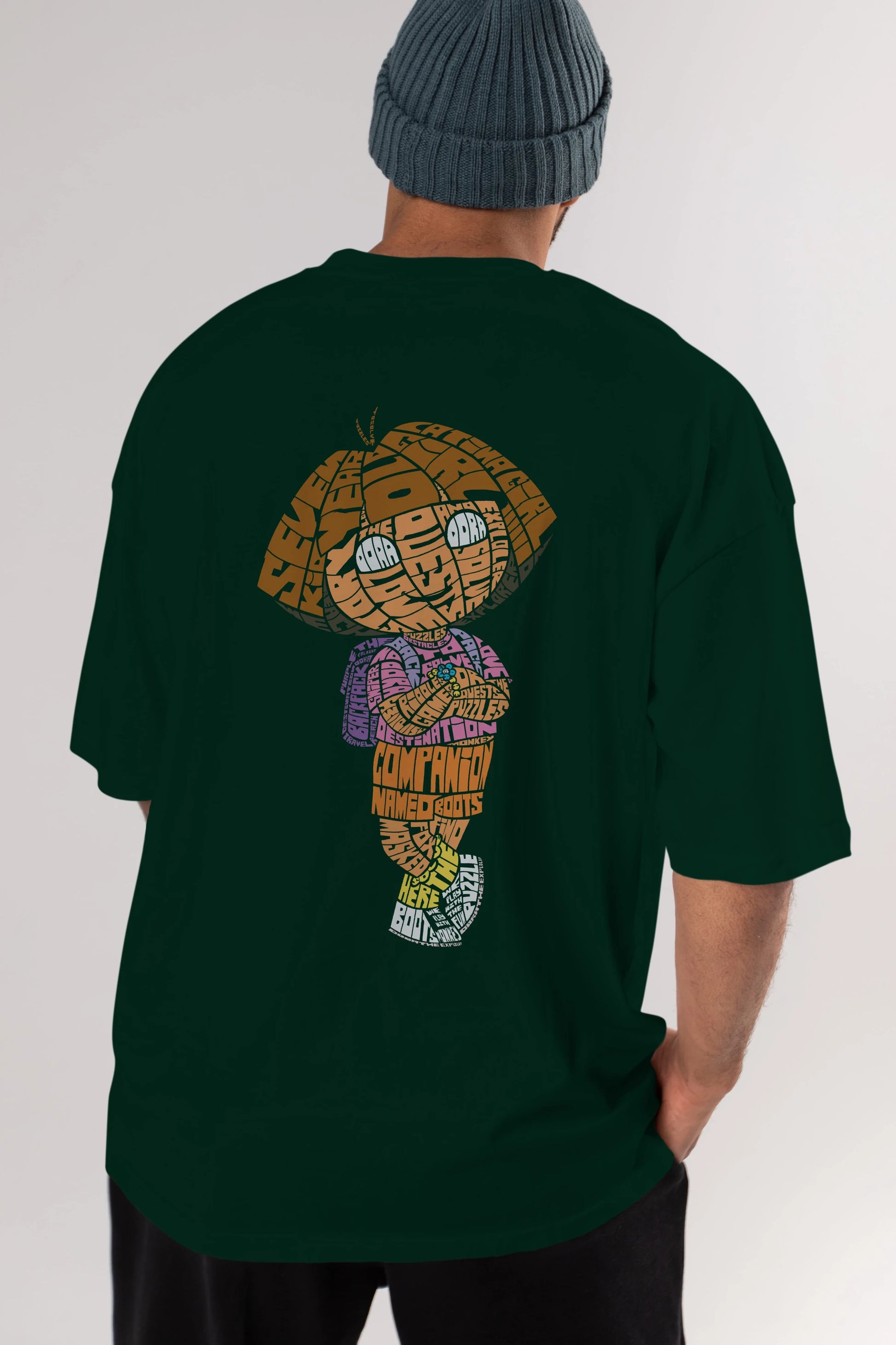 Dora Arka Baskılı Oversize t-shirt %100 pamuk Erkek Kadın Unisex